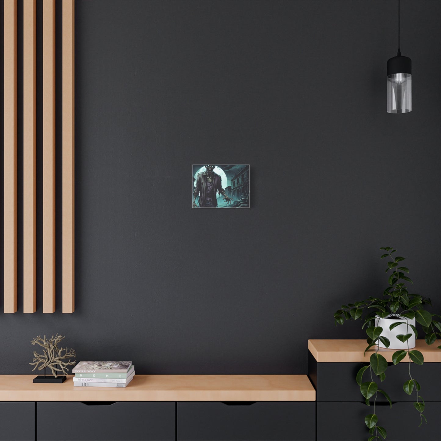 Zombie Moon Canvas Wall Art - Horror Decor for Halloween