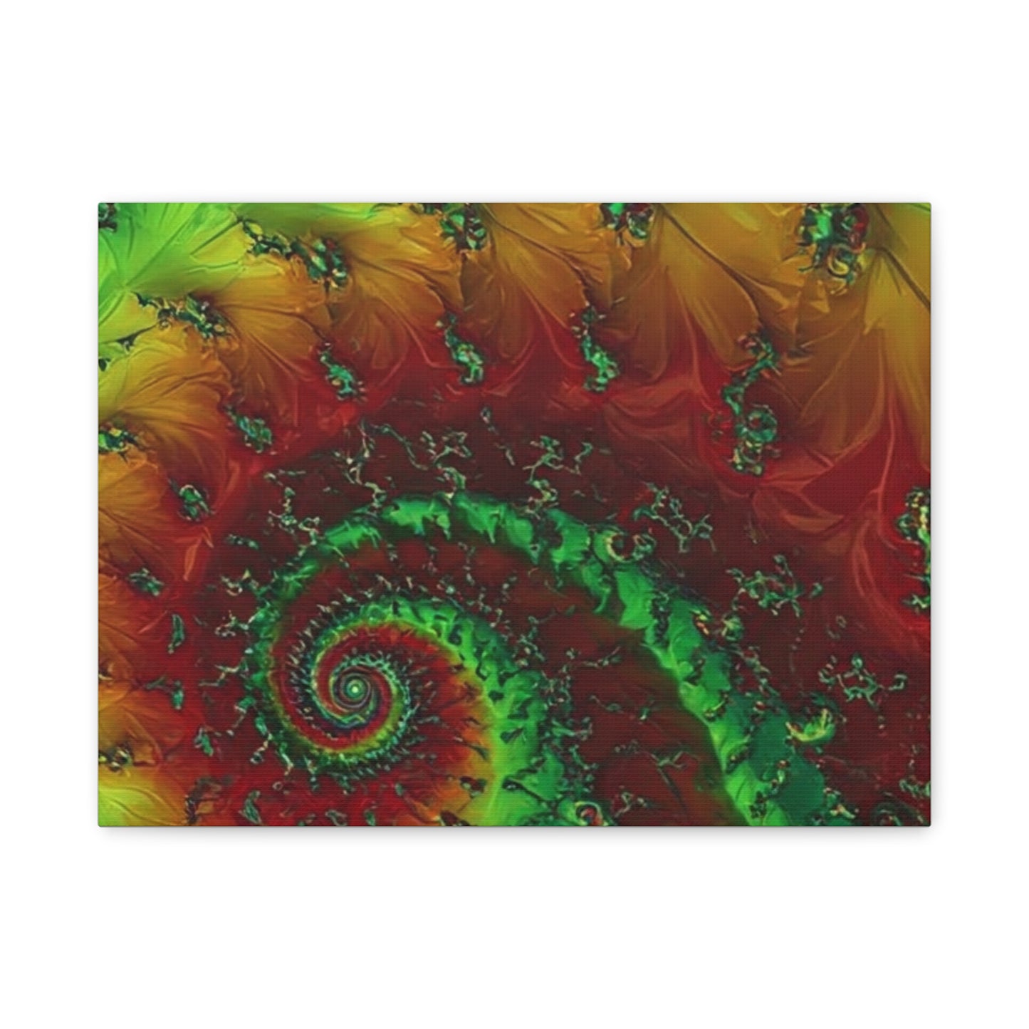 Vibrant Fractal Art Canvas - Green and Red Abstract Wall Decor