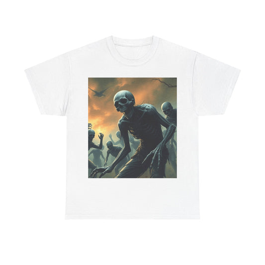 UK - Unisex Heavy Cotton Tee - Eerie Skeleton Design for Halloween Enthusiasts