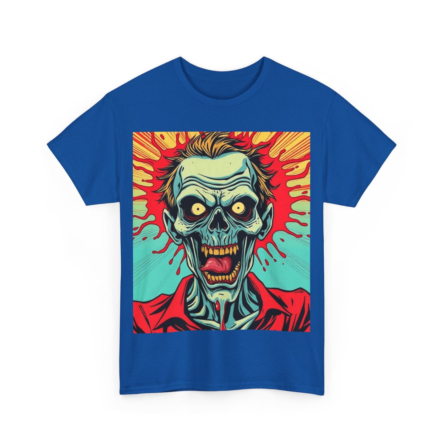 UK - Retro Zombie Graphic Unisex Heavy Cotton Tee - Perfect for Halloween or Horror Fans