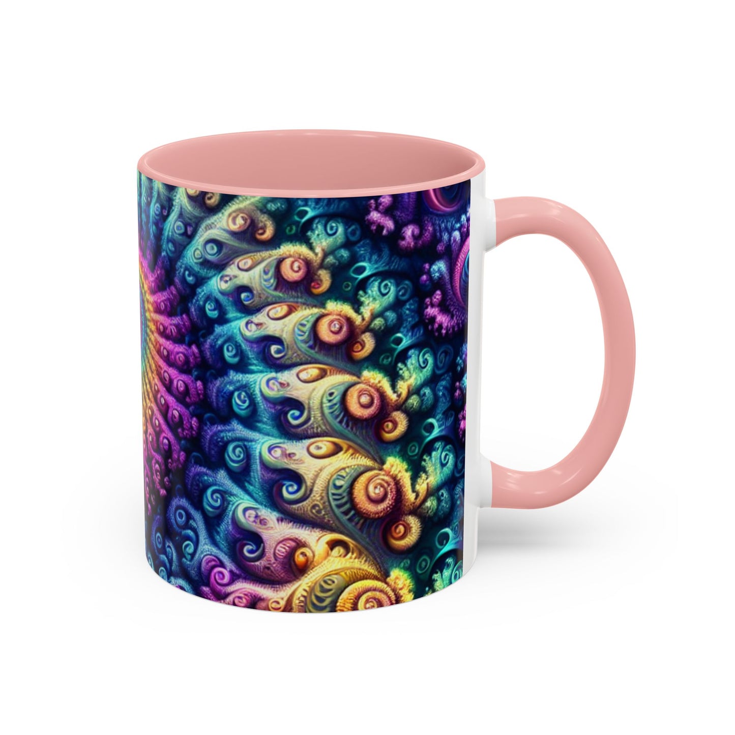 Colorful Spiral Accent Coffee Mug - 11 & 15oz - Ideal for Home & Gifts