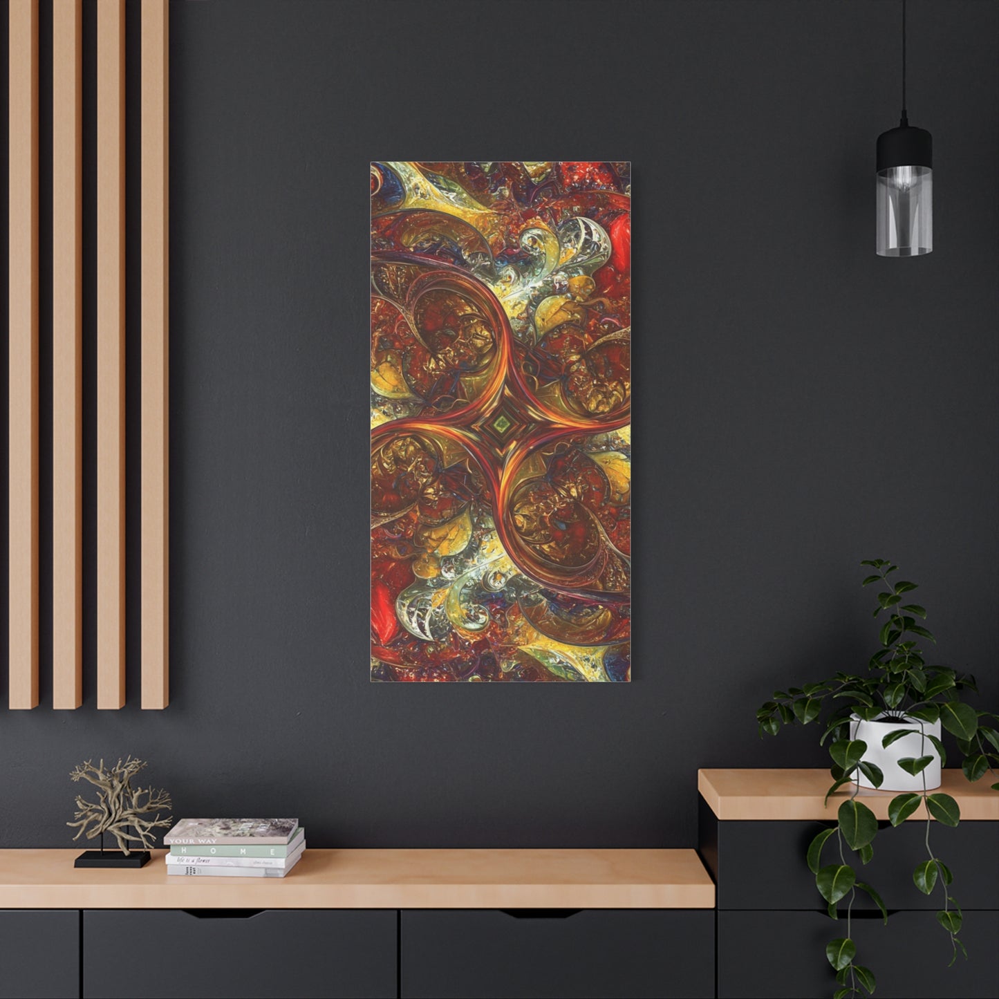 Abstract Art Matte Canvas Wall Decor - Vibrant Fractal Design, Colorful Home Accent