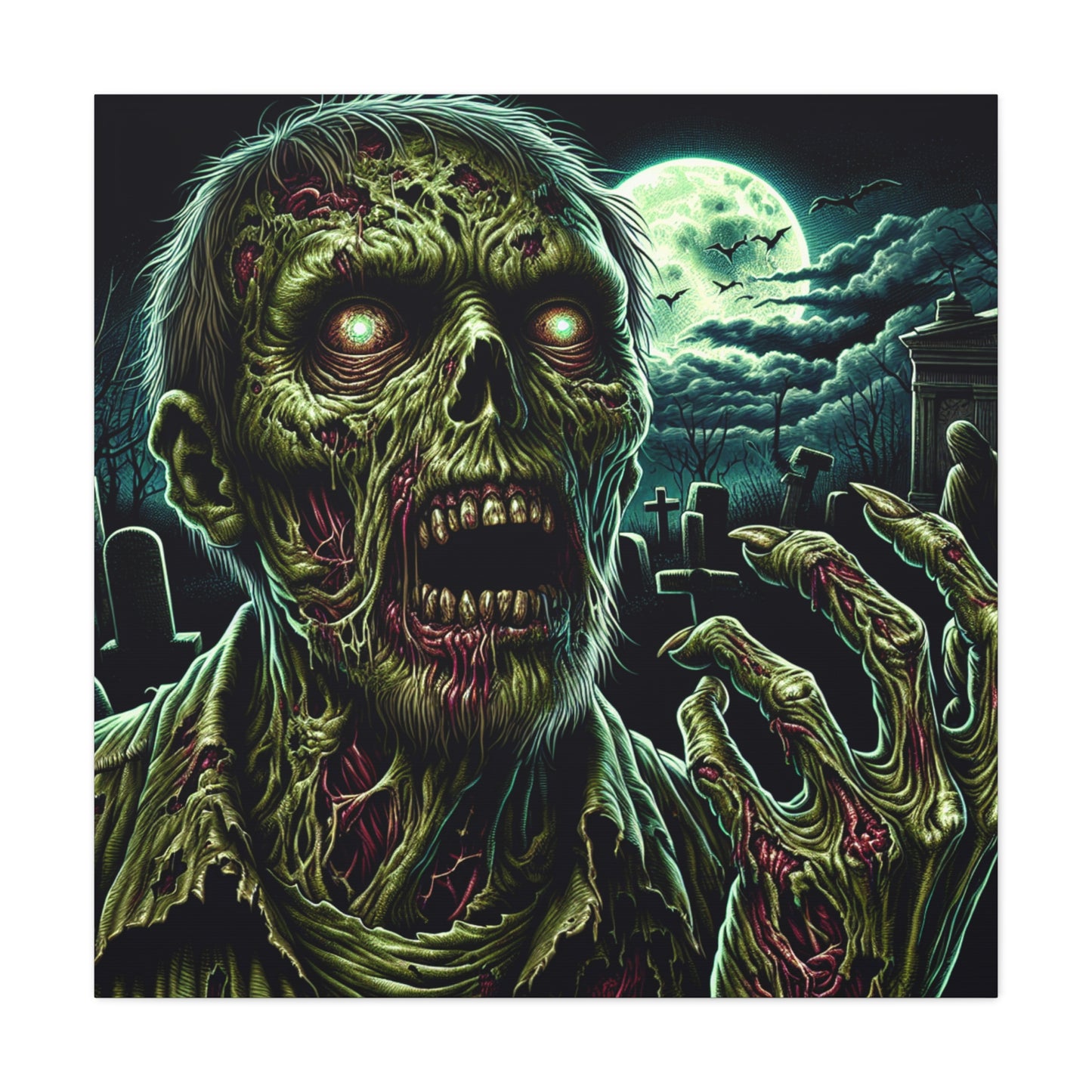 Zombie-Themed Stretched Canvas Art