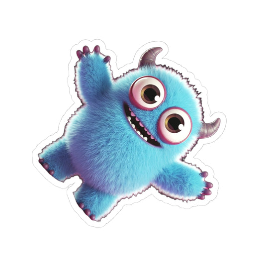 Cute Blue Monster Kiss-Cut Stickers for Kids & Decor