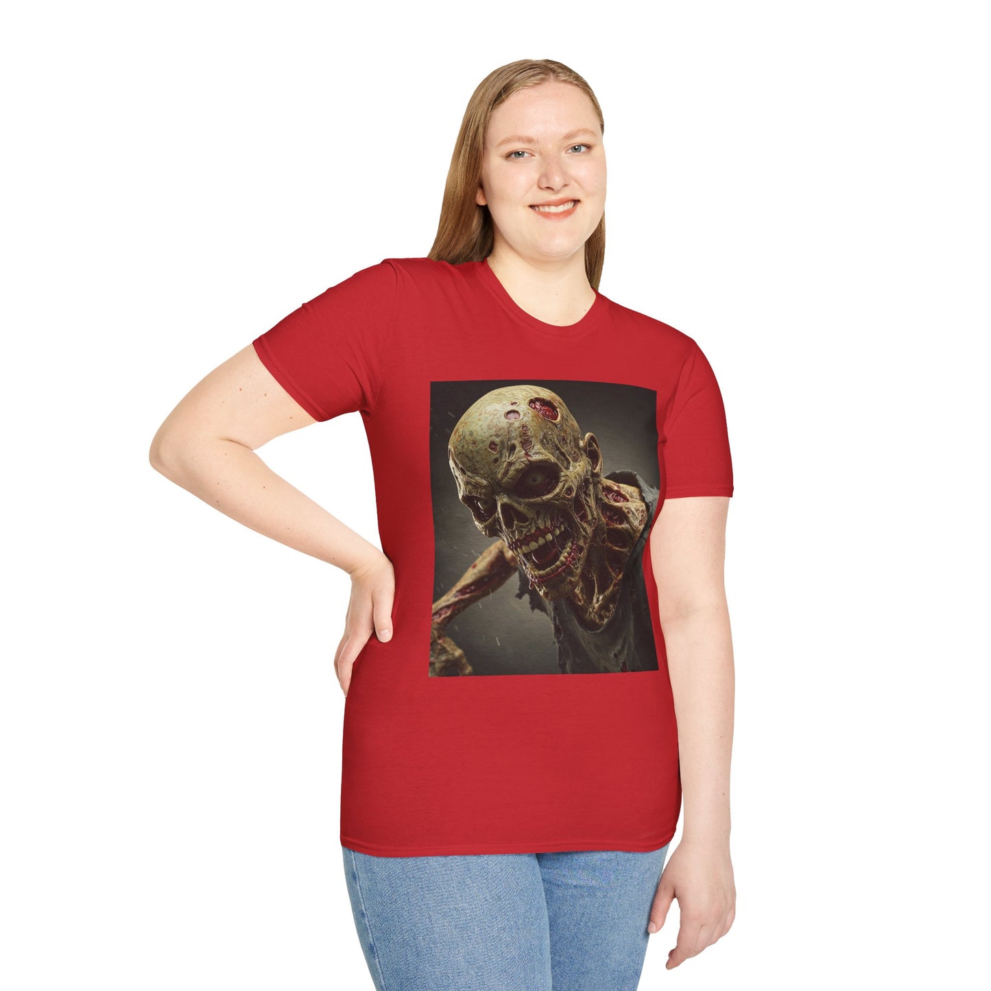 Zombie Skull Unisex Softstyle T-Shirt - Spooky Halloween Tee