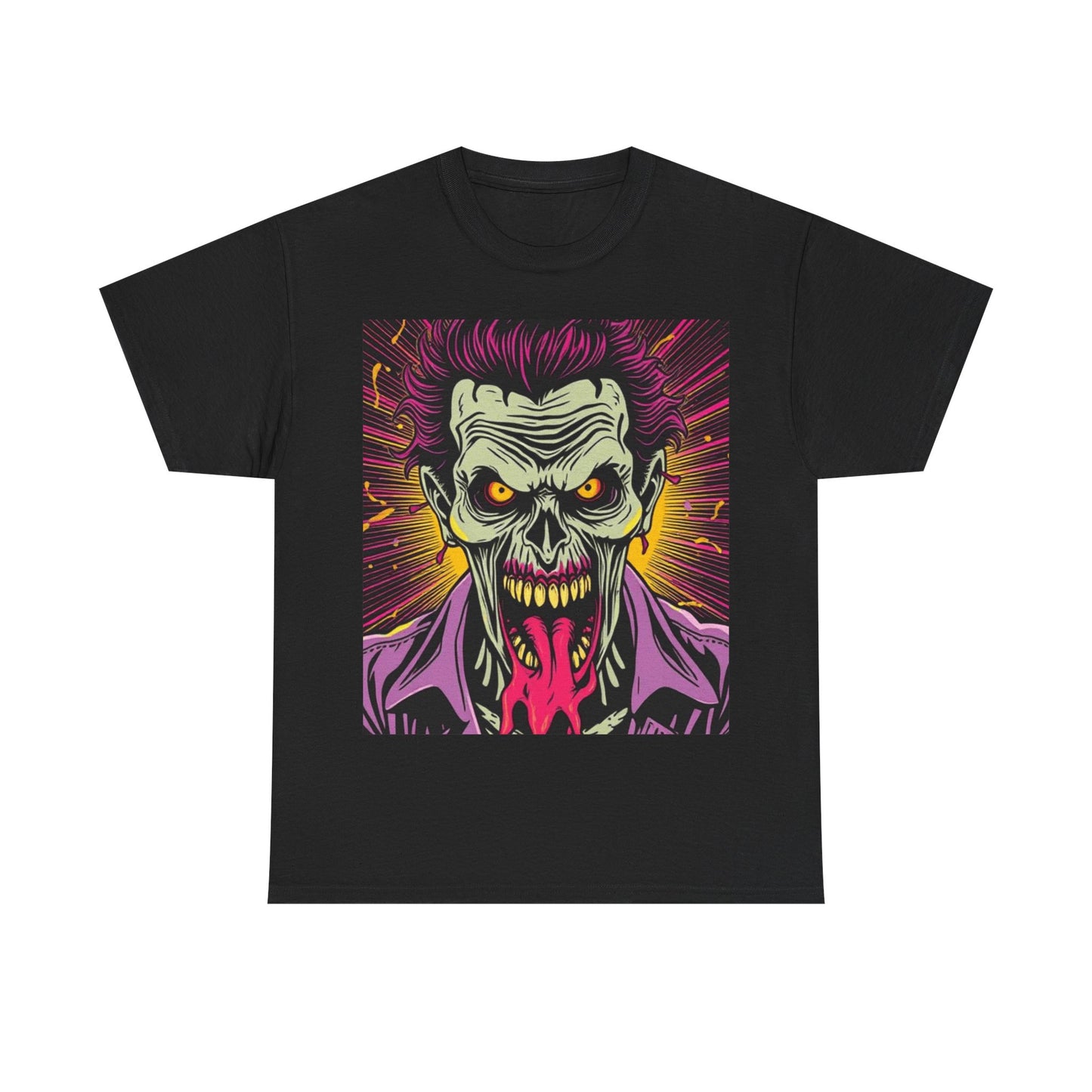UK - Unisex Heavy Cotton Tee - Vibrant Zombie Joker Graphic Tee