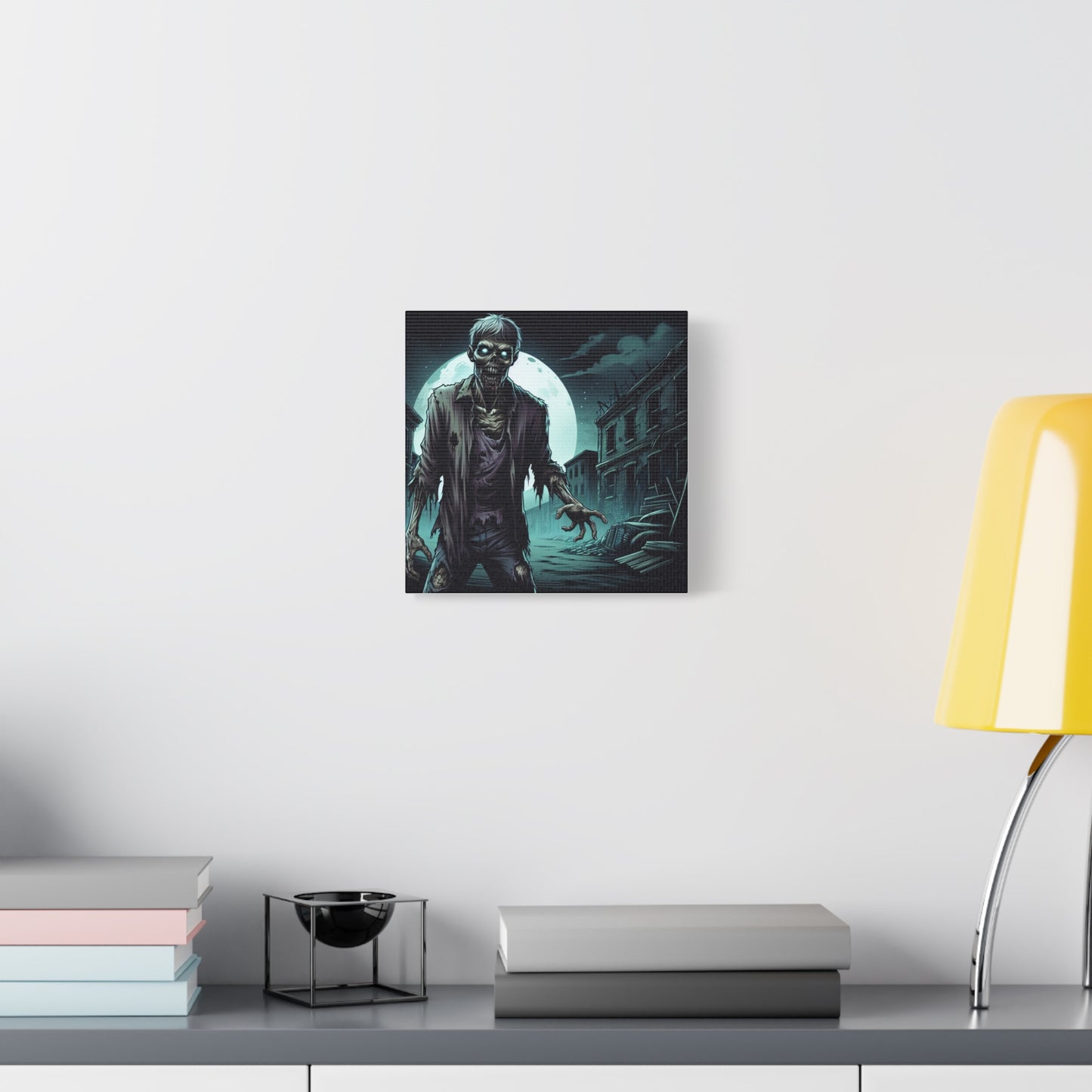 Zombie Moon Canvas Wall Art - Horror Decor for Halloween