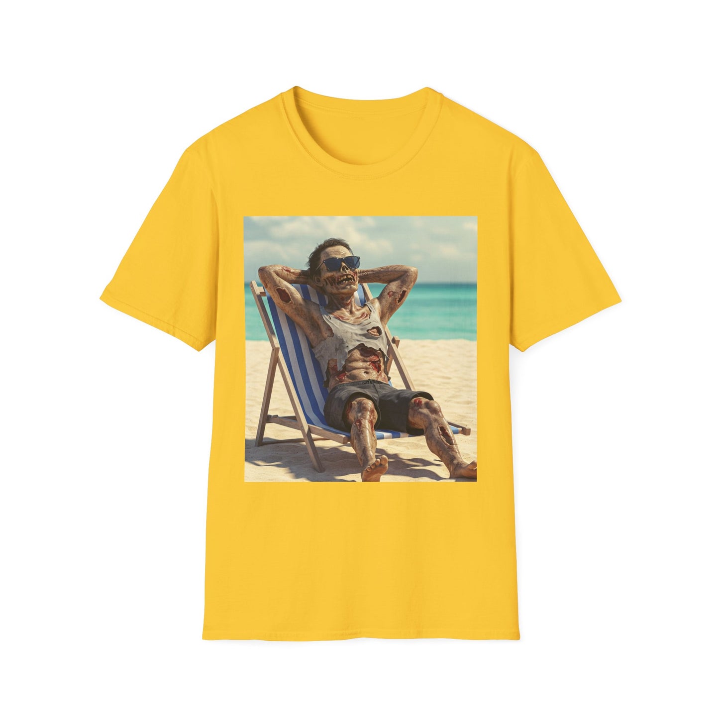 Chill Vibes Apocalyptic Portrait Tee, bold, decaying zombie graphic