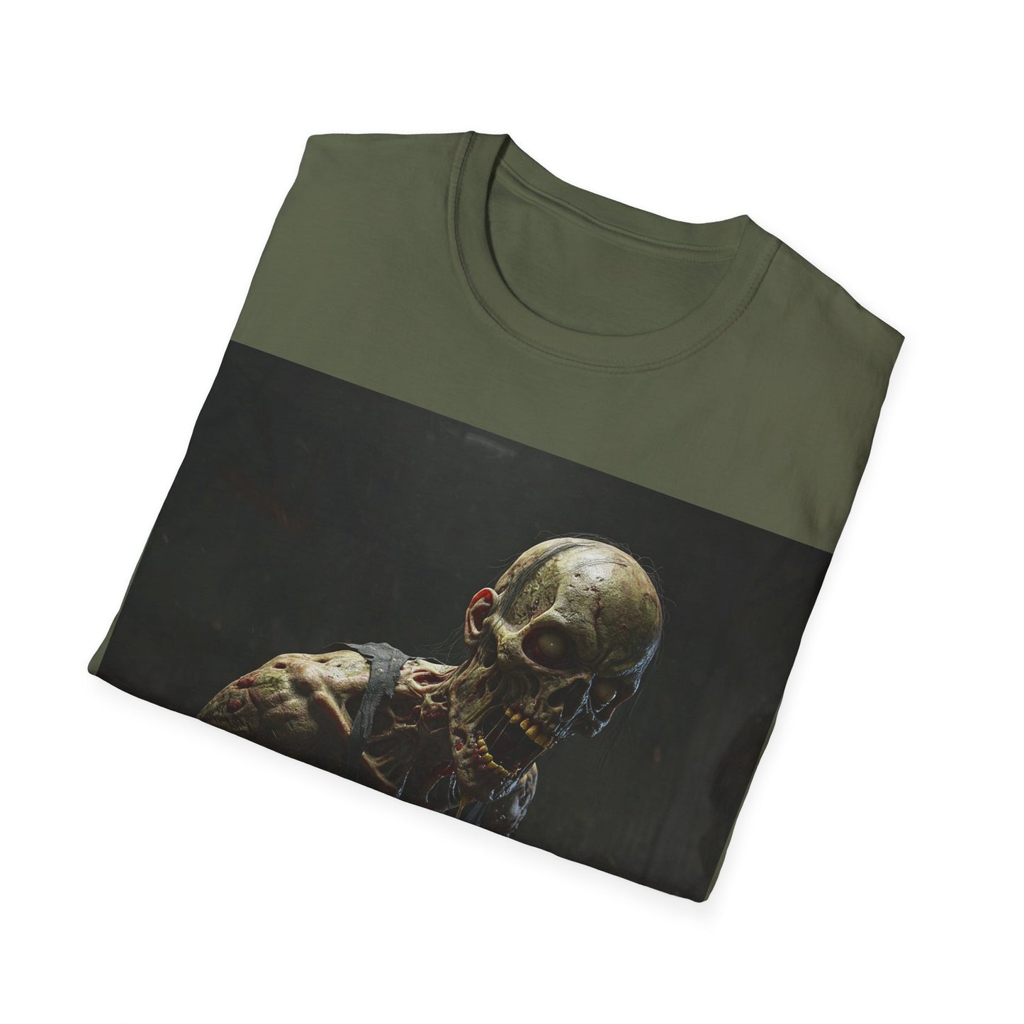 UK - Creepy Zombie Unisex Softstyle T-Shirt - Perfect for Halloween & Horror Fans