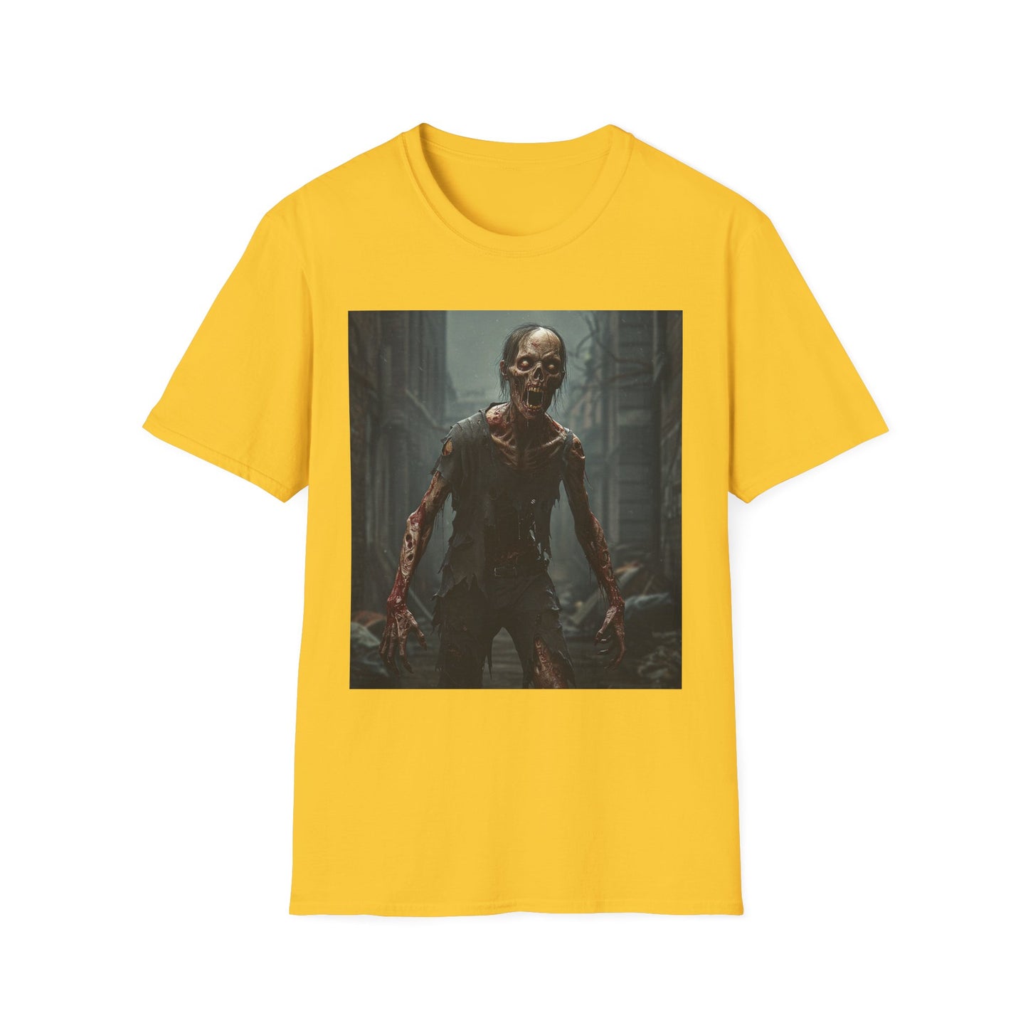 Apocalyptic Portrait Tee, bold, decaying zombie graphic
