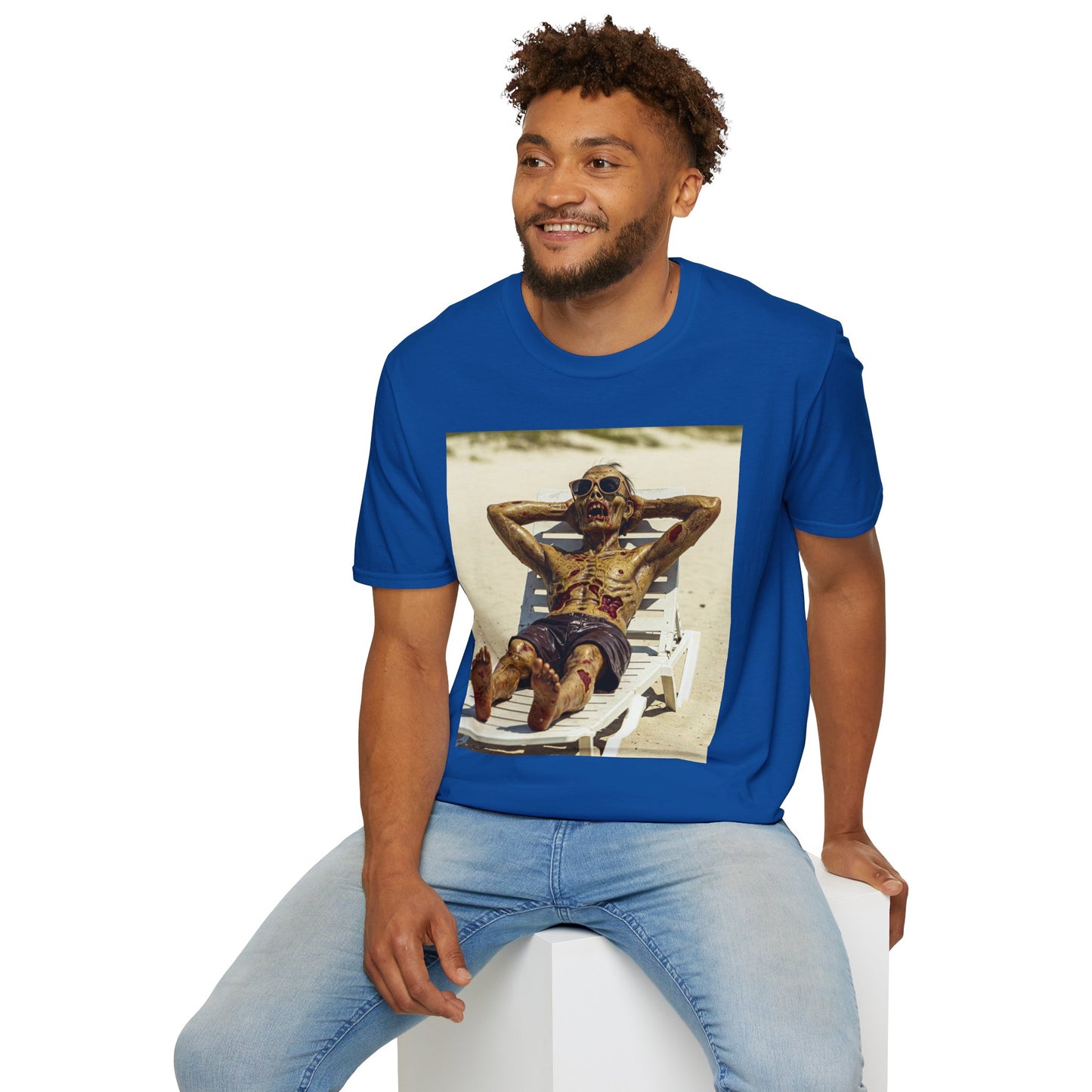 Chillin' Skeleton Unisex Softstyle T-Shirt - Perfect for Halloween & Casual Wear