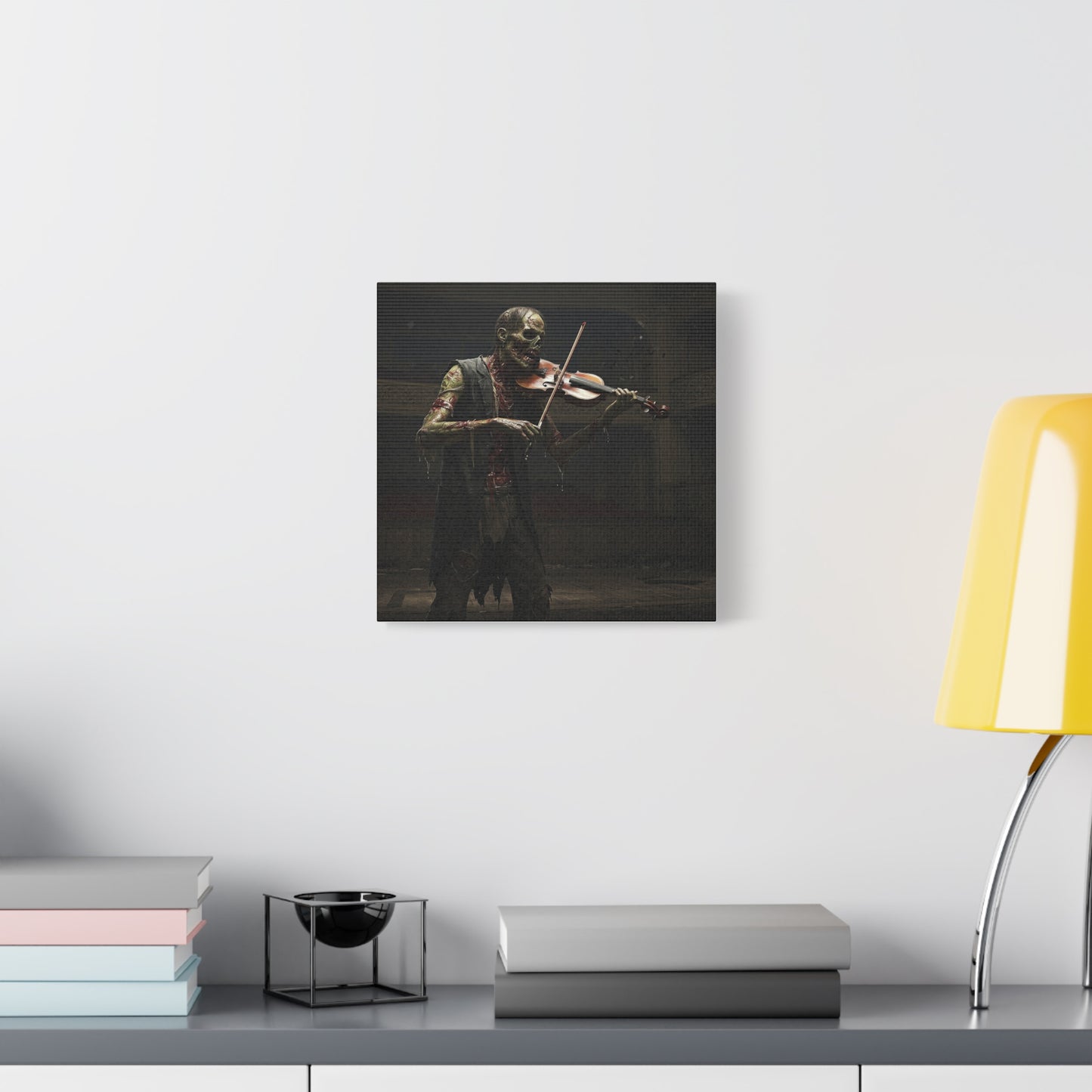 Zombie Violinist Canvas Wall Art - Spooky Home Decor for Halloween
