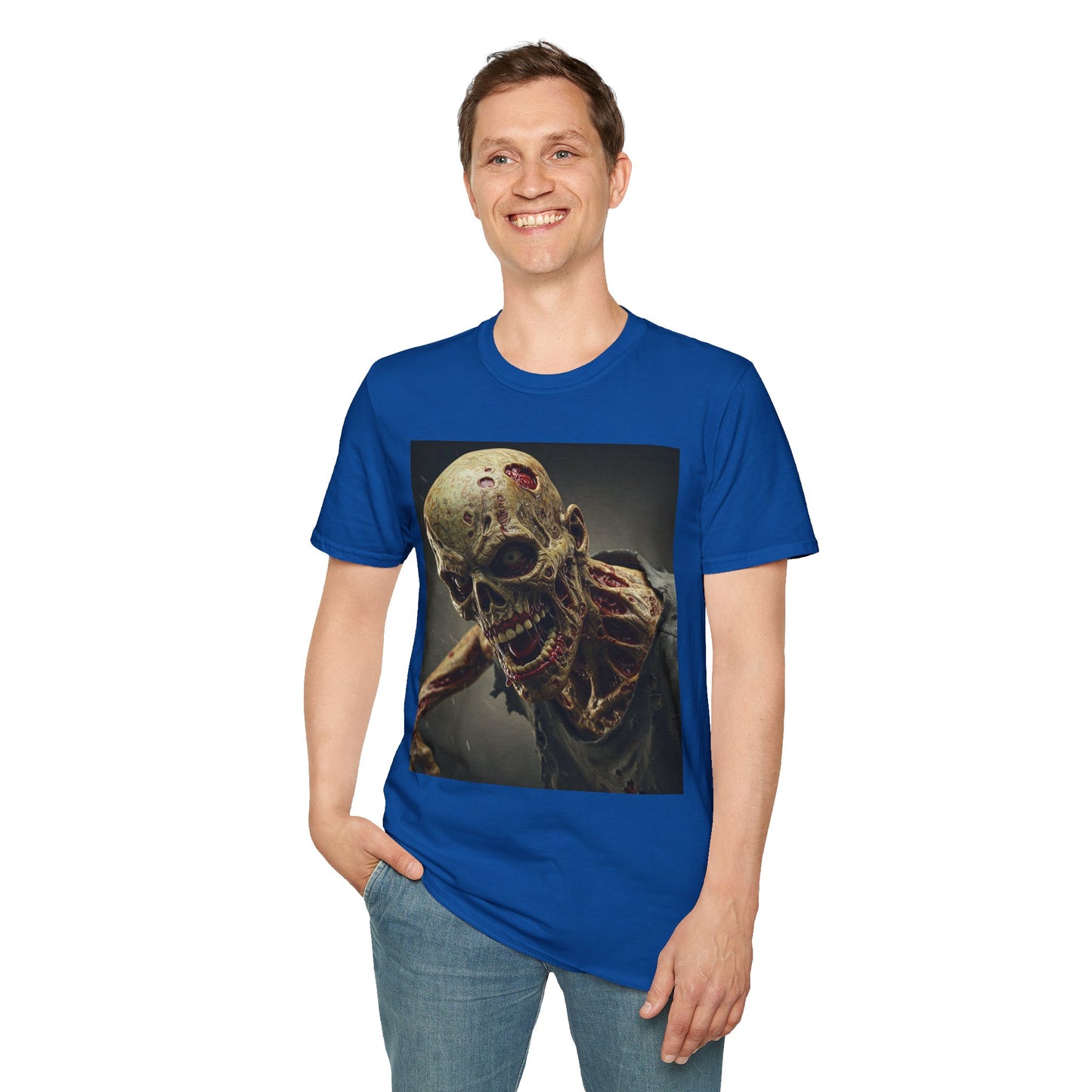 Zombie Skull Unisex Softstyle T-Shirt - Spooky Halloween Tee