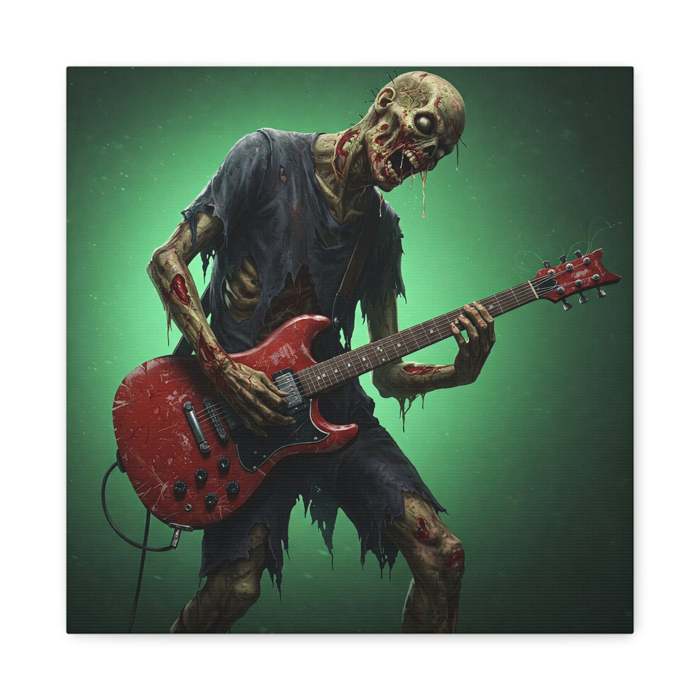 Zombie Rocker Canvas Wall Art - Edgy Decor for Music Lovers