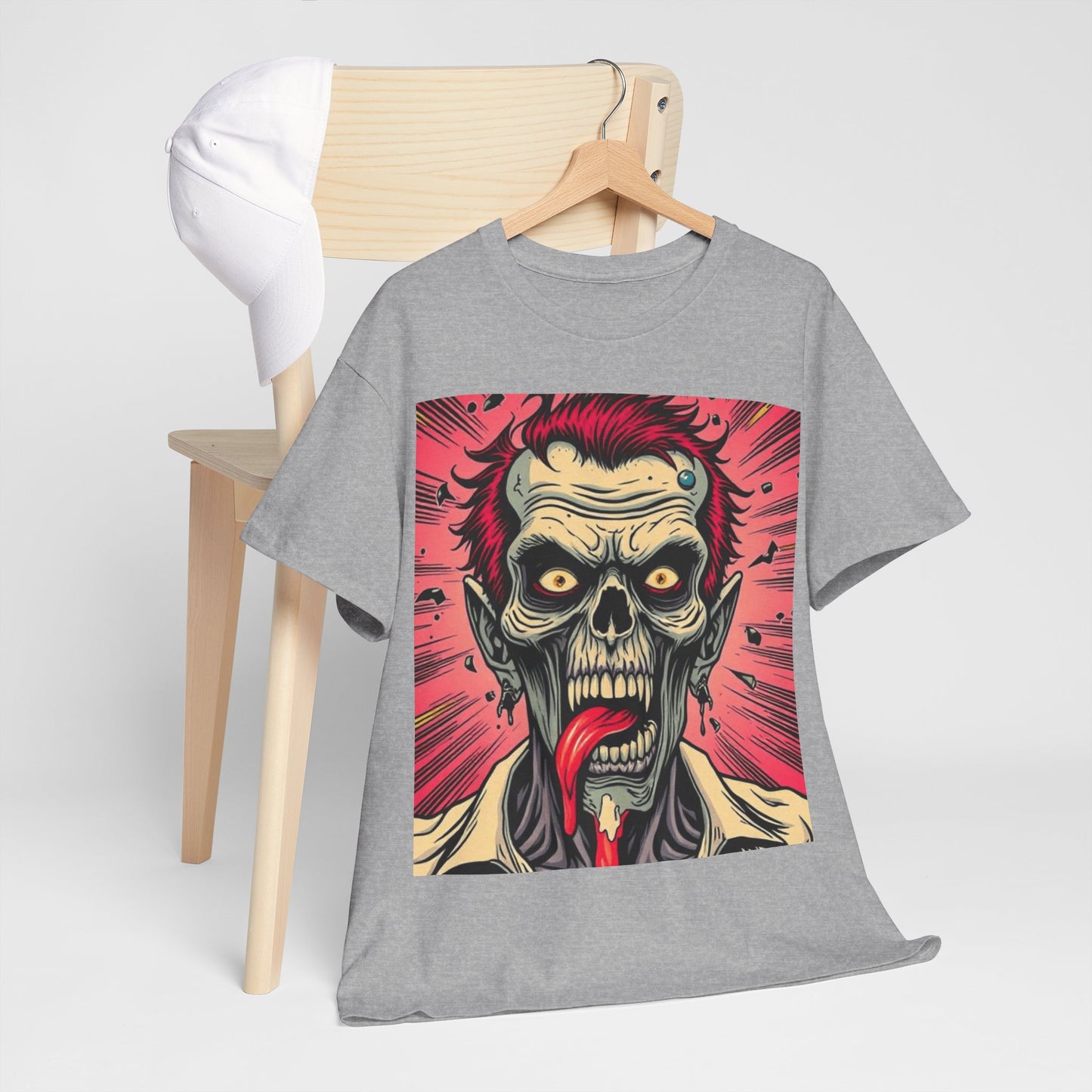 UK - Unisex Heavy Cotton Tee - Zombie Design for Horror Fans