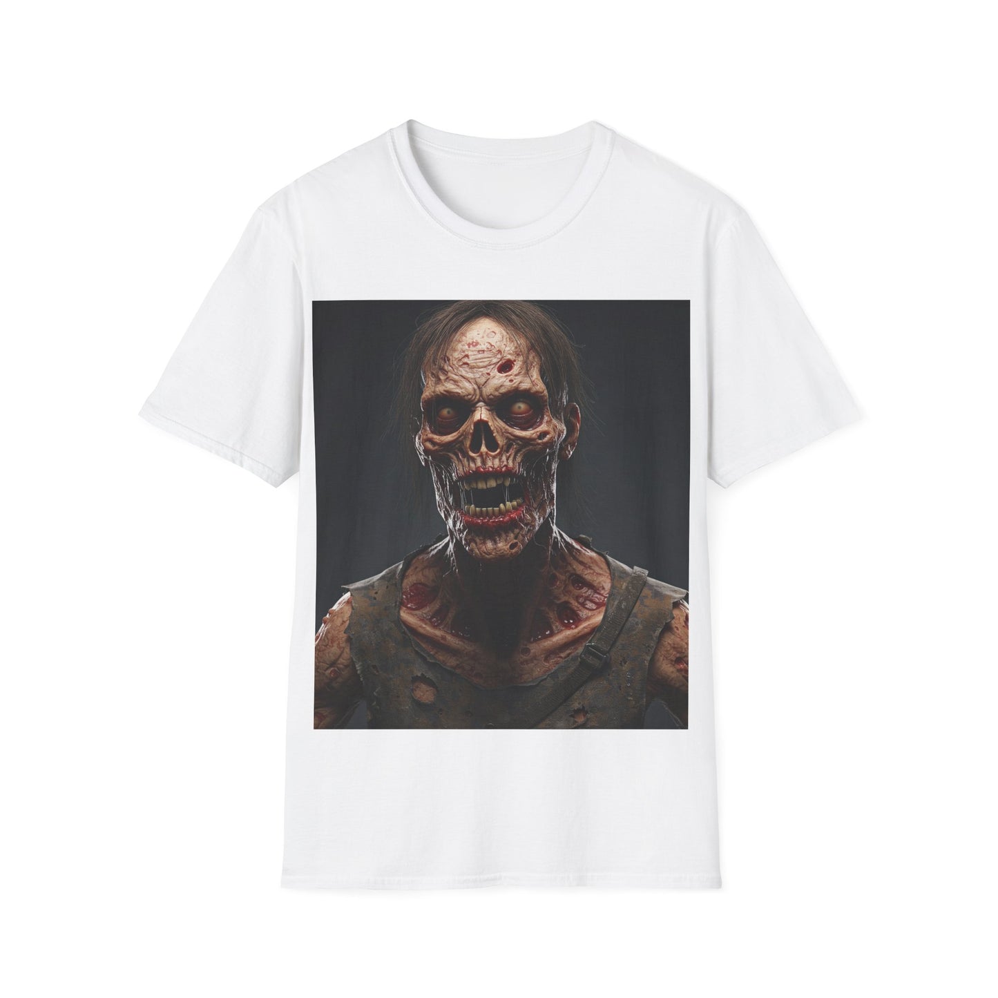 UK - Terrifying Zombie Apocalyptic Portrait Tee, bold, decaying zombie graphic