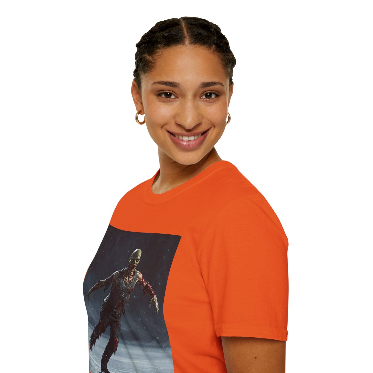 Chilling Thriller Unisex Softstyle T-Shirt - Ice Skating Horror Design