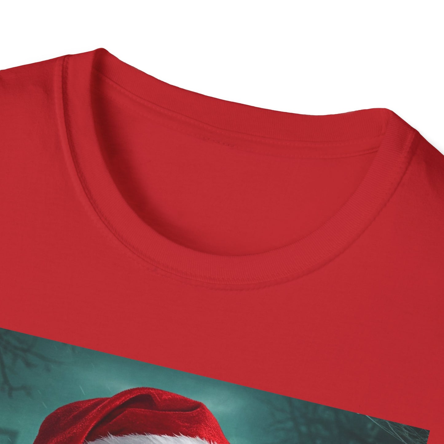 Cat Funny Santa Skeleton Apocalyptic Portrait Tee, bold, decaying zombie graphic
