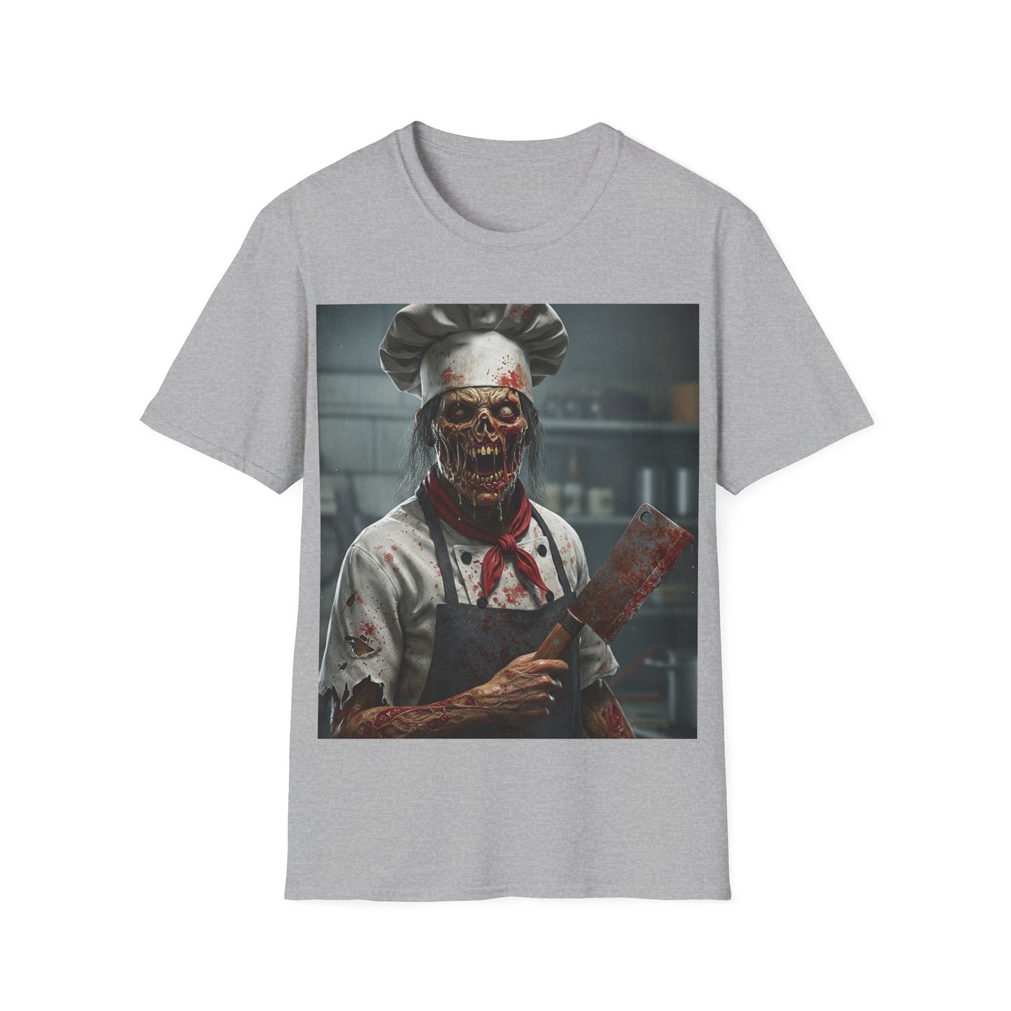 UK - Spooky Chef Apocalyptic Portrait Tee, bold, decaying zombie graphic