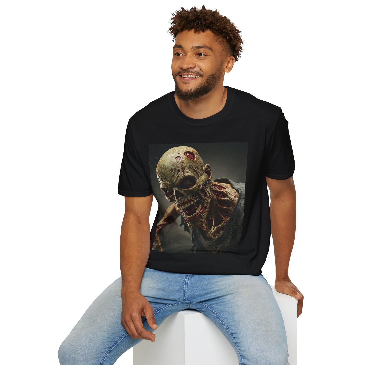 Zombie Skull Unisex Softstyle T-Shirt - Spooky Halloween Tee
