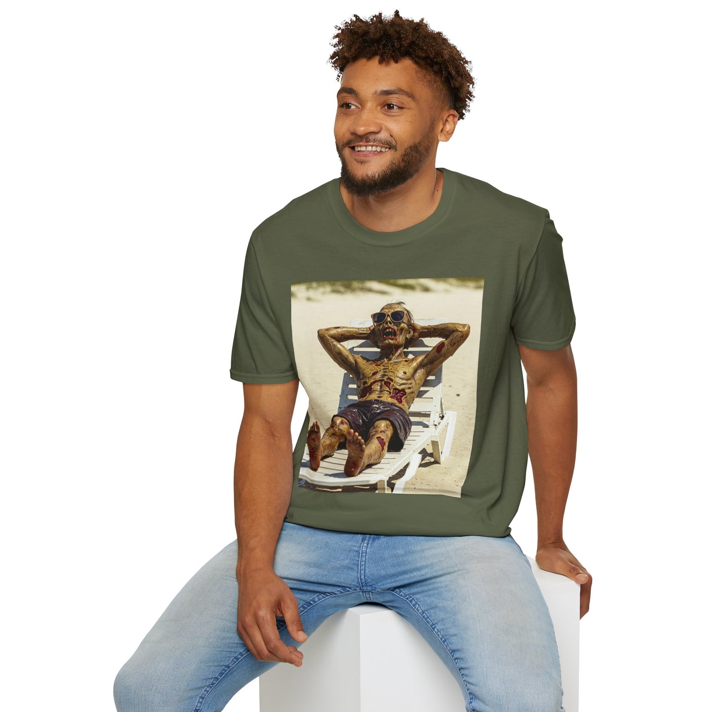 Chillin' Skeleton Unisex Softstyle T-Shirt - Perfect for Halloween & Casual Wear