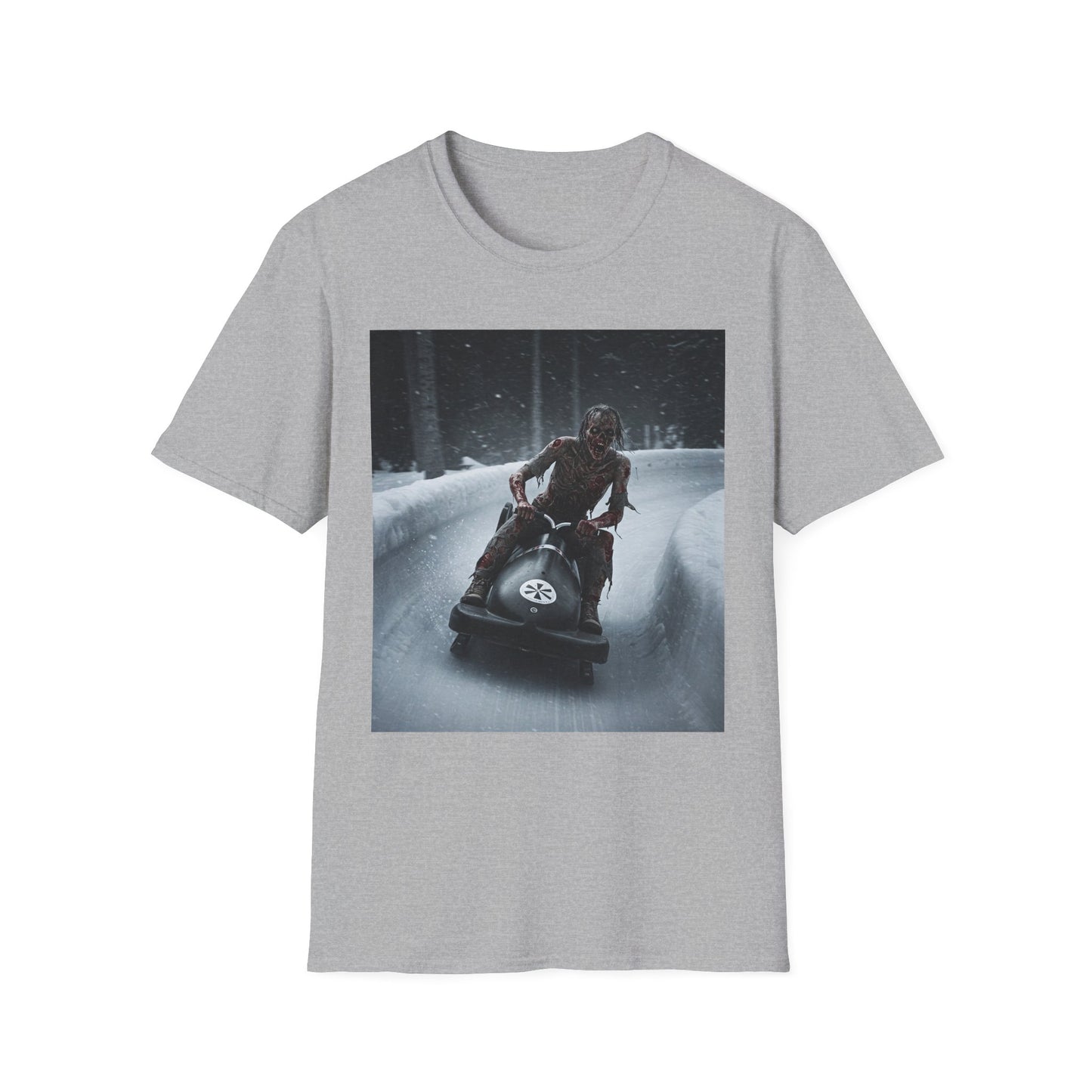 Chilling Winter Fun Apocalyptic Portrait Tee, bold, decaying zombie graphic