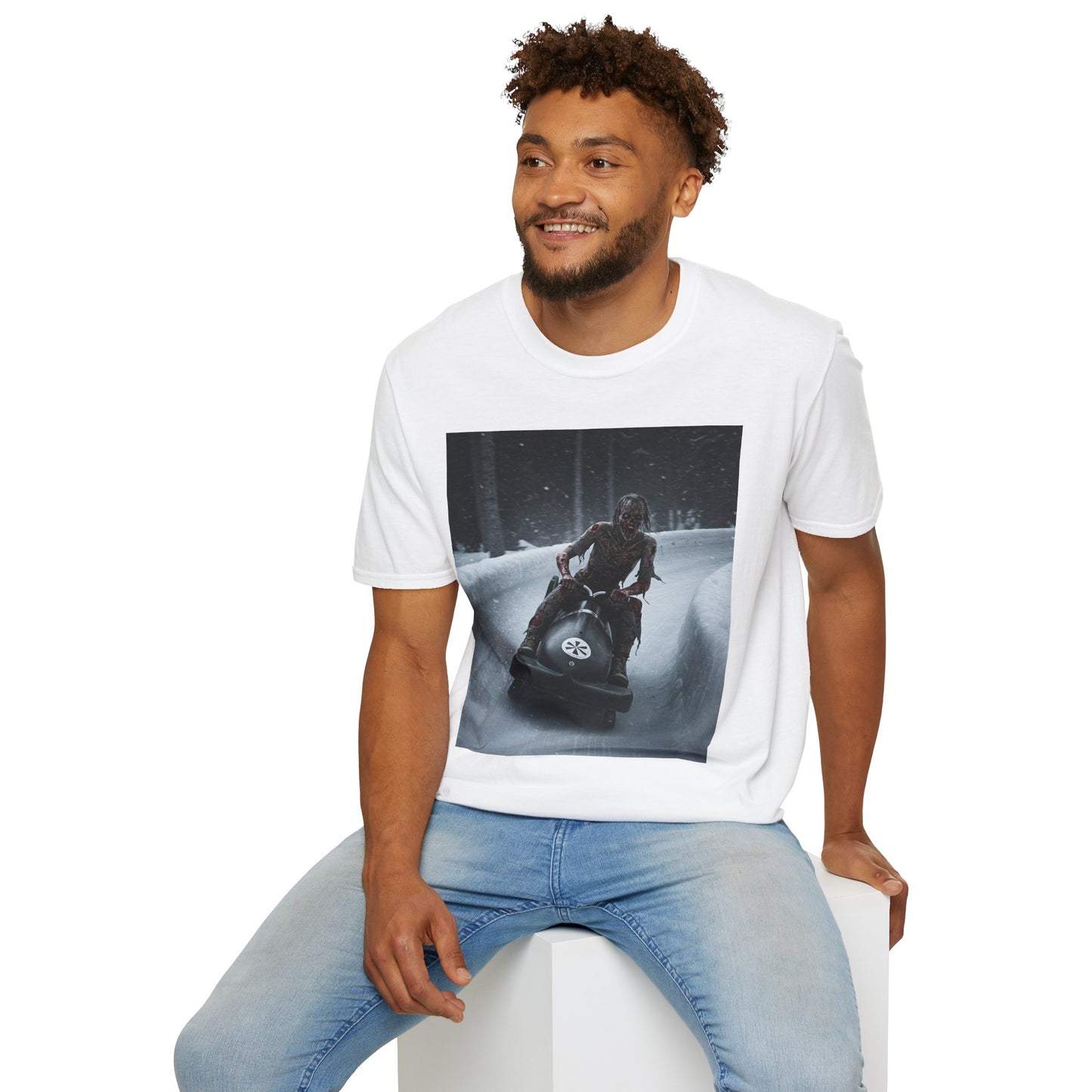 Winter Adventure Unisex Softstyle T-Shirt - Snowmobiling Graphic Tee