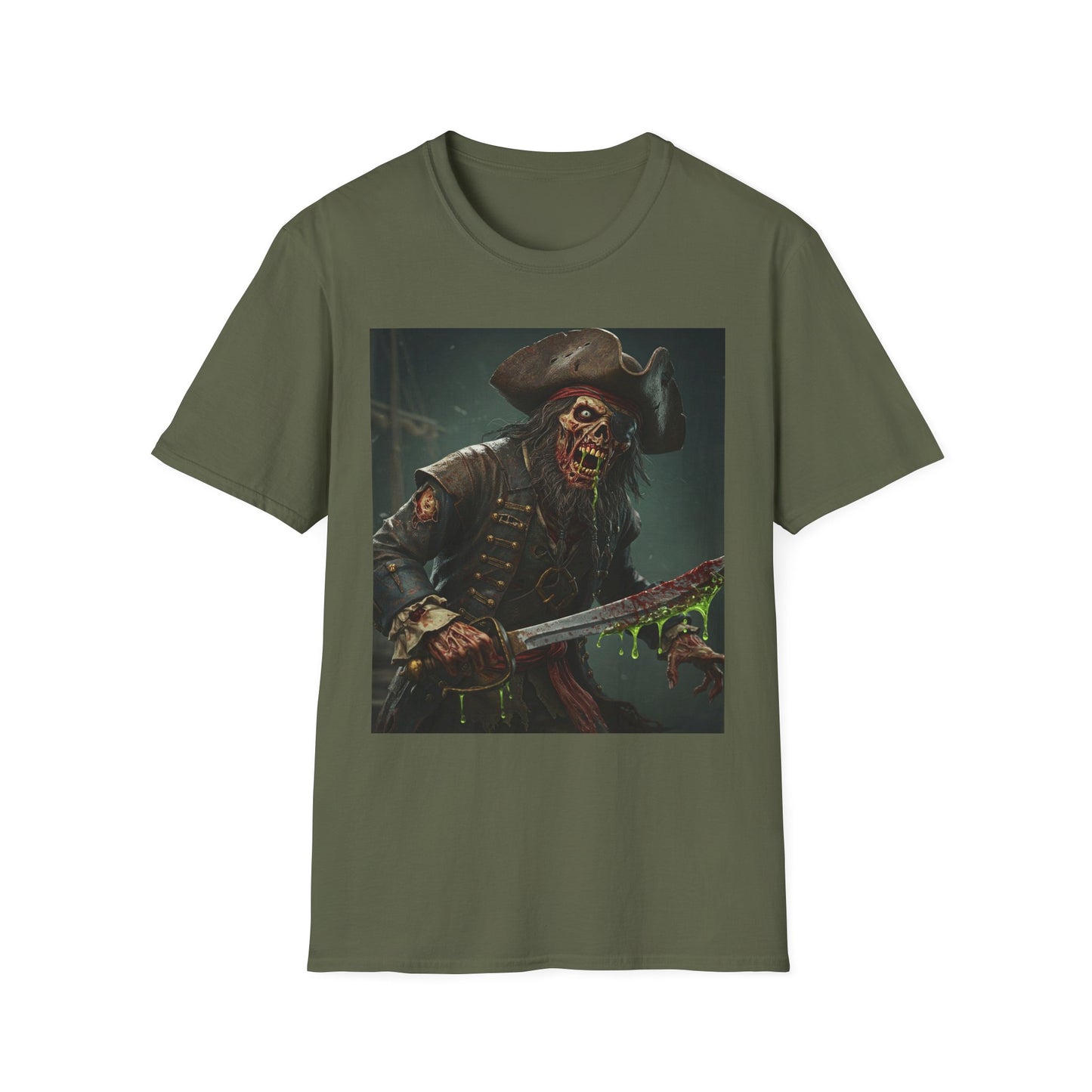 Zombie Pirate Graphic Unisex T-Shirt - Perfect for Halloween and Casual Wear