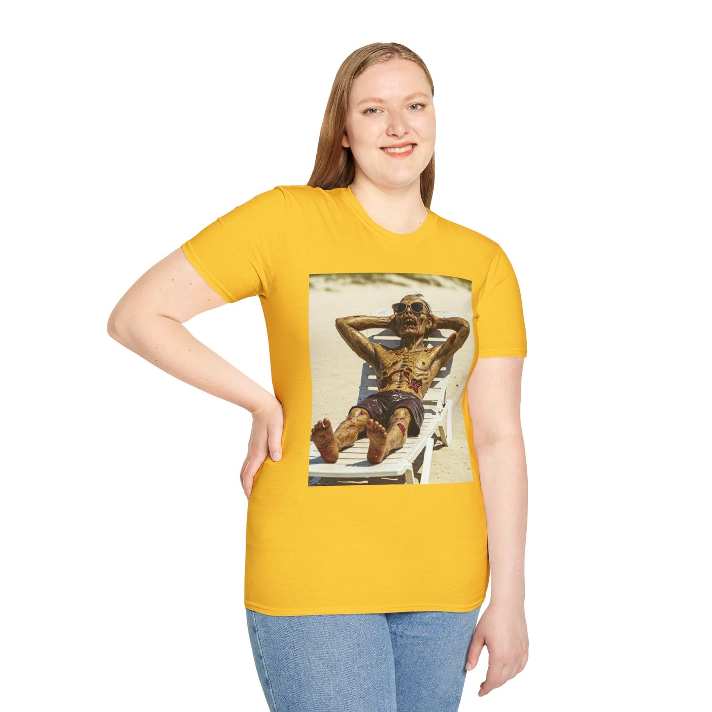 Chillin' Skeleton Unisex Softstyle T-Shirt - Perfect for Halloween & Casual Wear