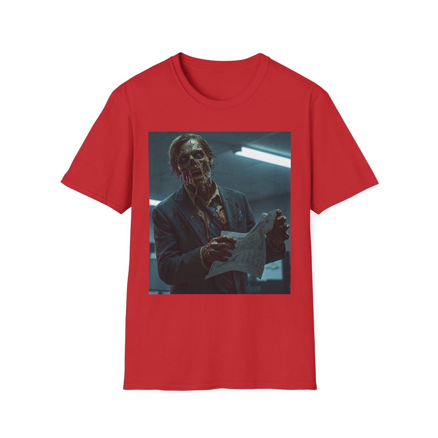 Zombie Horror Unisex Softstyle T-Shirt - Spooky Graphic Tee for Halloween and Horror Lovers