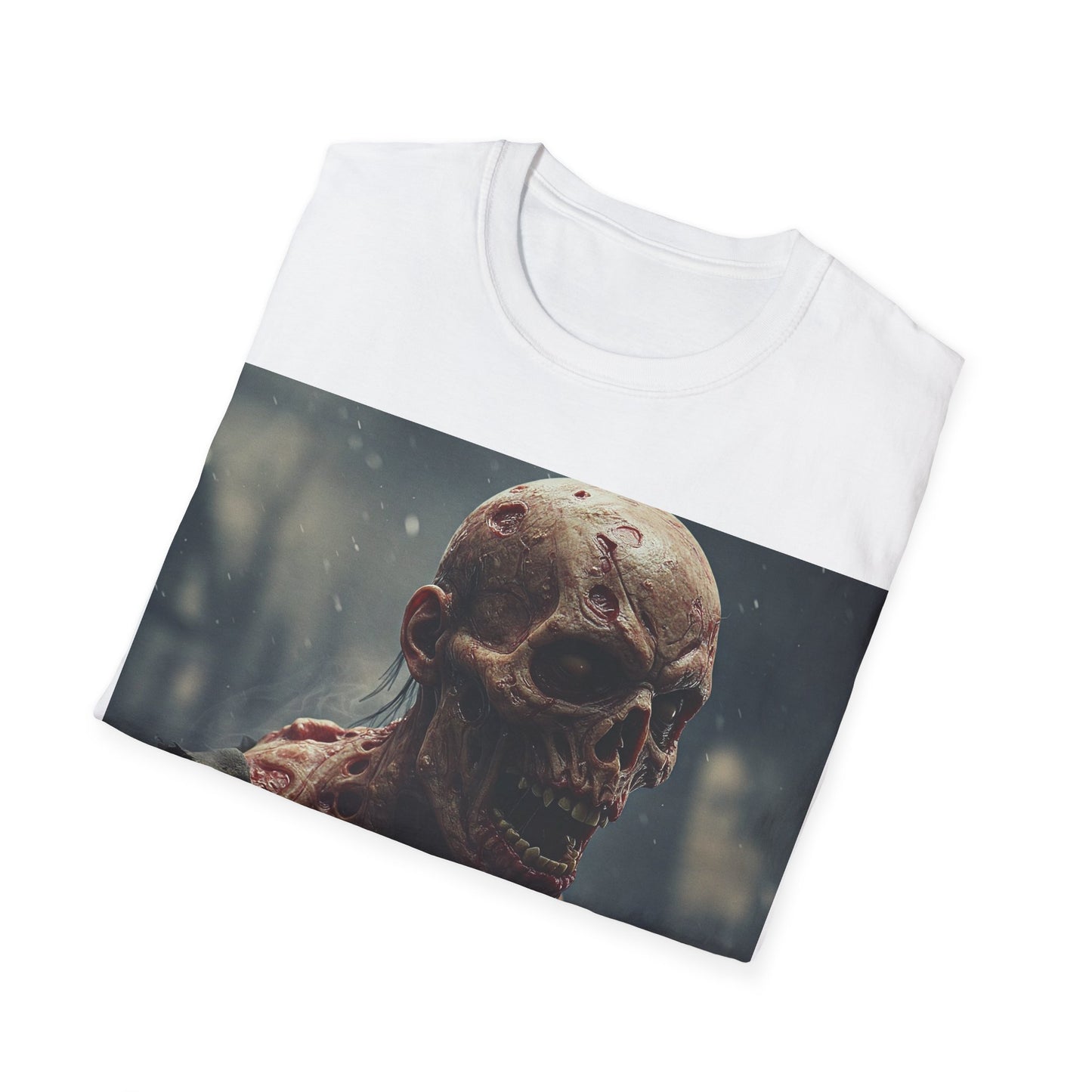 UK - Unisex Softstyle T-Shirt with Creepy Skeleton Design - Perfect for Halloween and Horror Fans