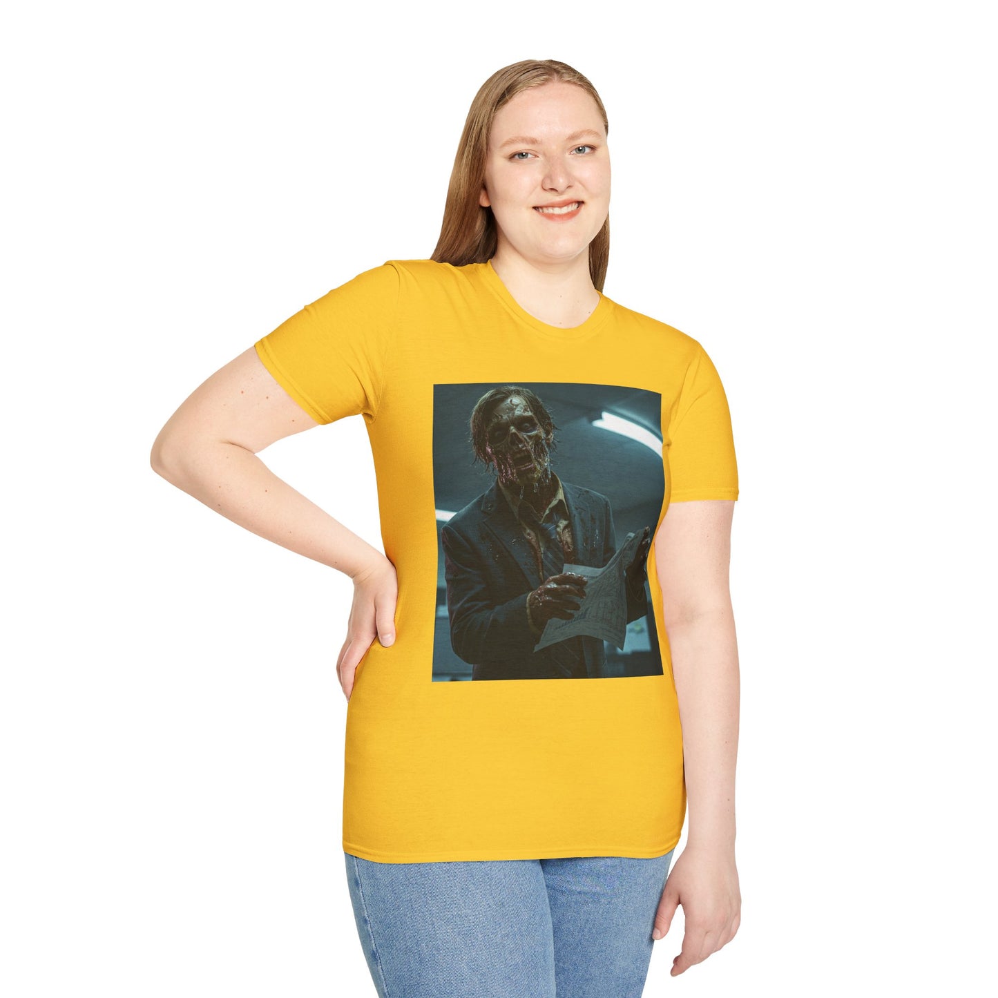 Zombie Horror Unisex Softstyle T-Shirt - Spooky Graphic Tee for Halloween and Horror Lovers