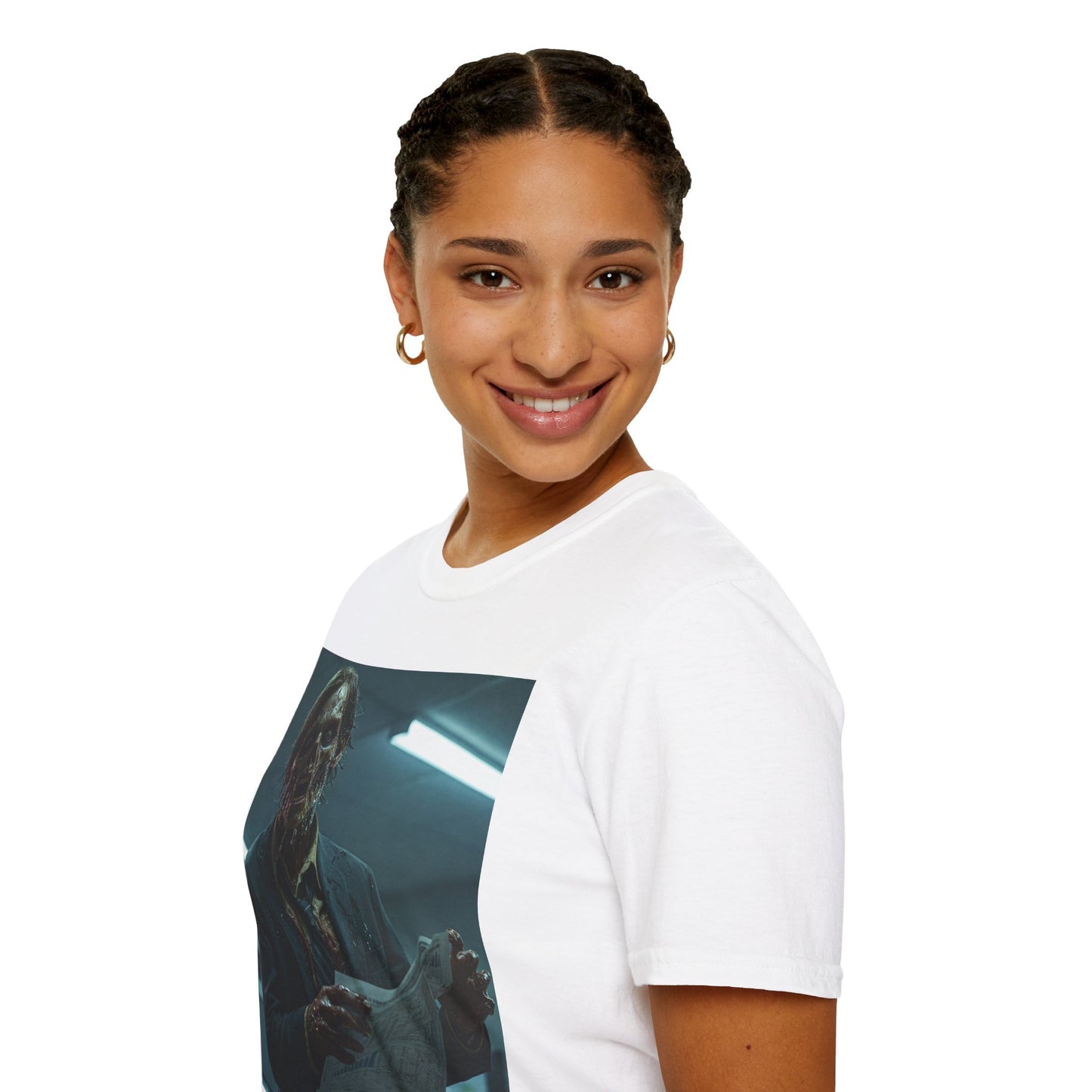 Zombie Horror Unisex Softstyle T-Shirt - Spooky Graphic Tee for Halloween and Horror Lovers