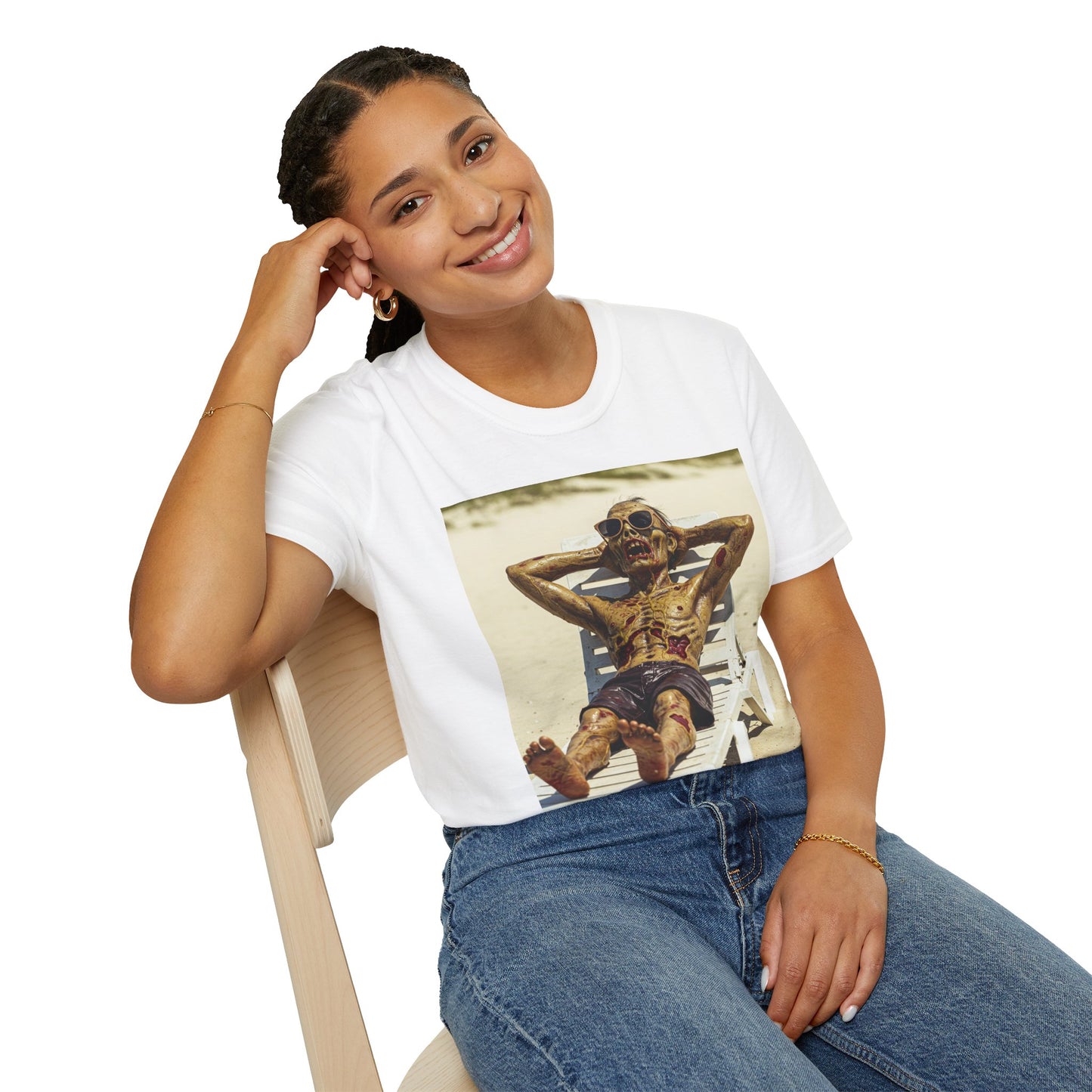Chillin' Skeleton Unisex Softstyle T-Shirt - Perfect for Halloween & Casual Wear