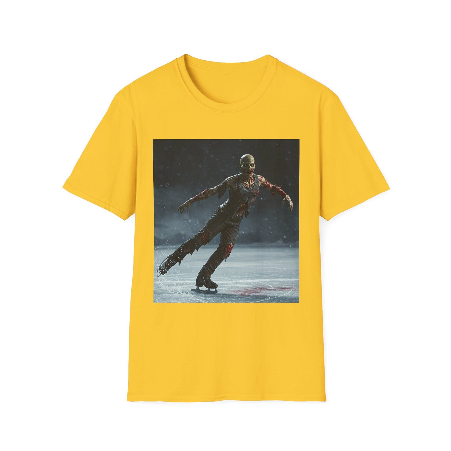 Chilling Thriller Unisex Softstyle T-Shirt - Ice Skating Horror Design
