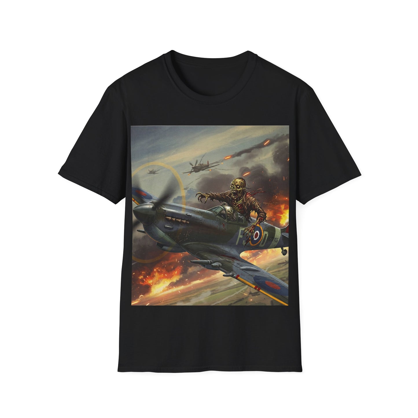 UK - Vintage Pilot Apocalyptic Portrait Tee, bold, decaying zombie graphic