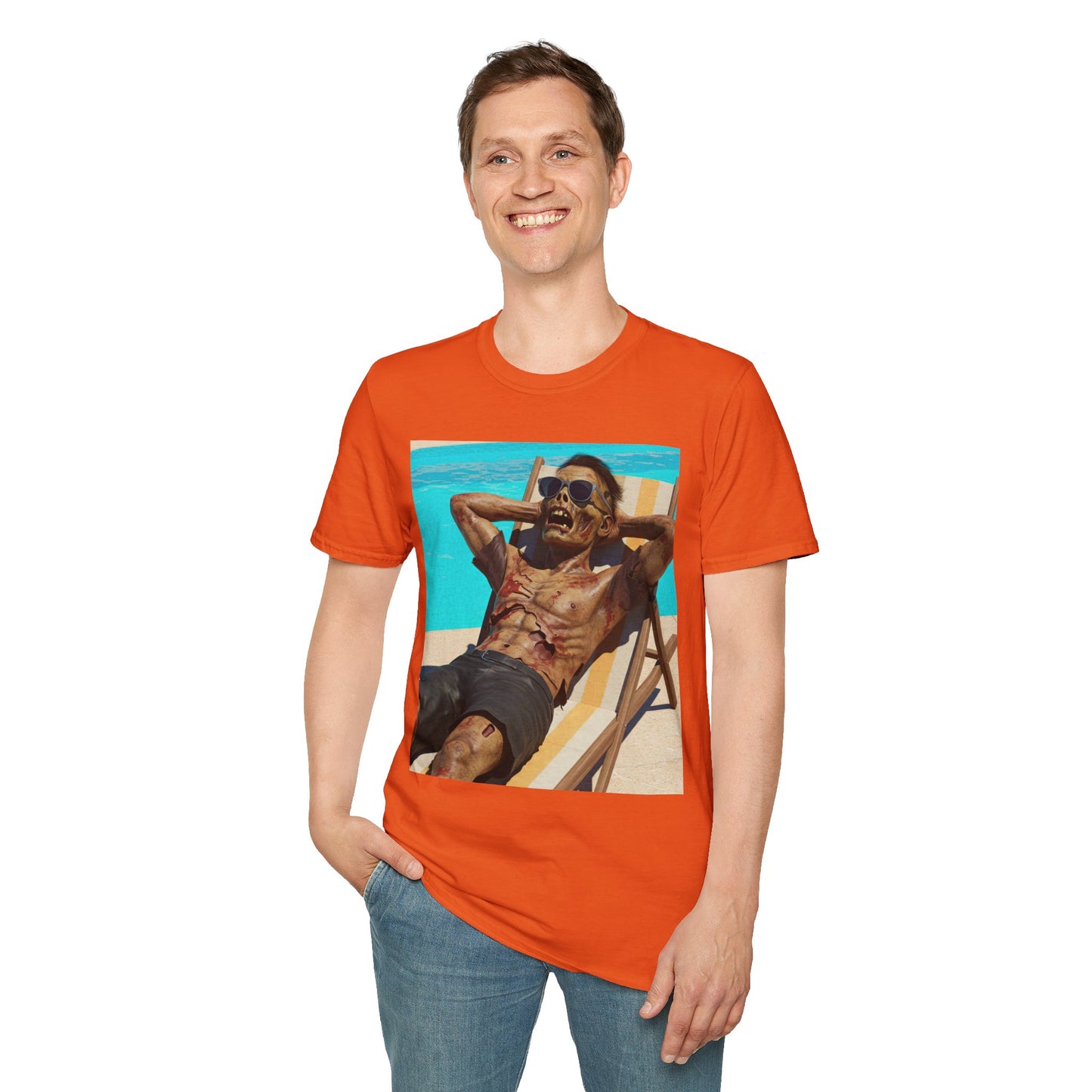 Zombie Relaxation Unisex Softstyle T-Shirt - Perfect for Halloween and Casual Outings