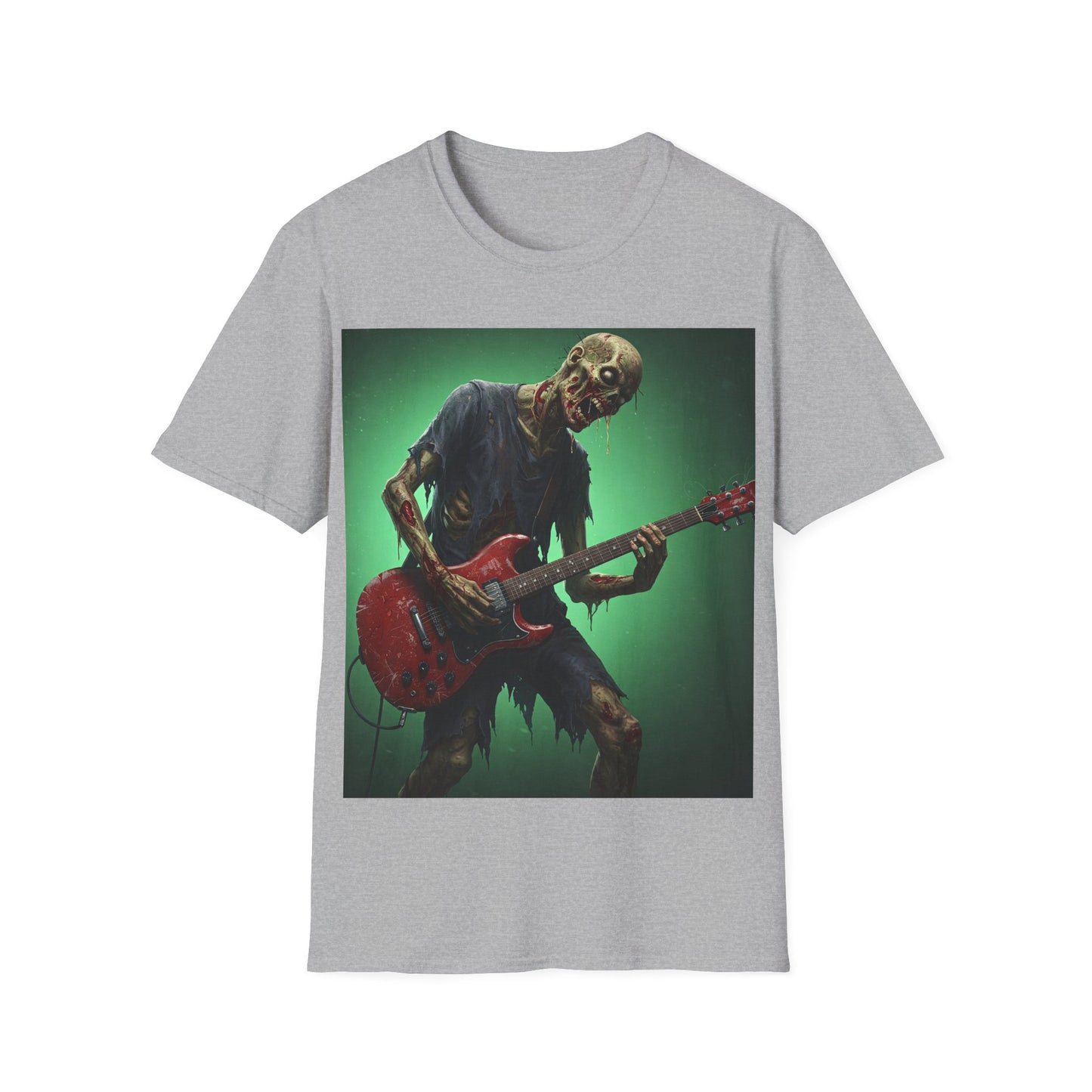 UK - Zombie Rocker Apocalyptic Portrait Tee, bold, decaying zombie graphic