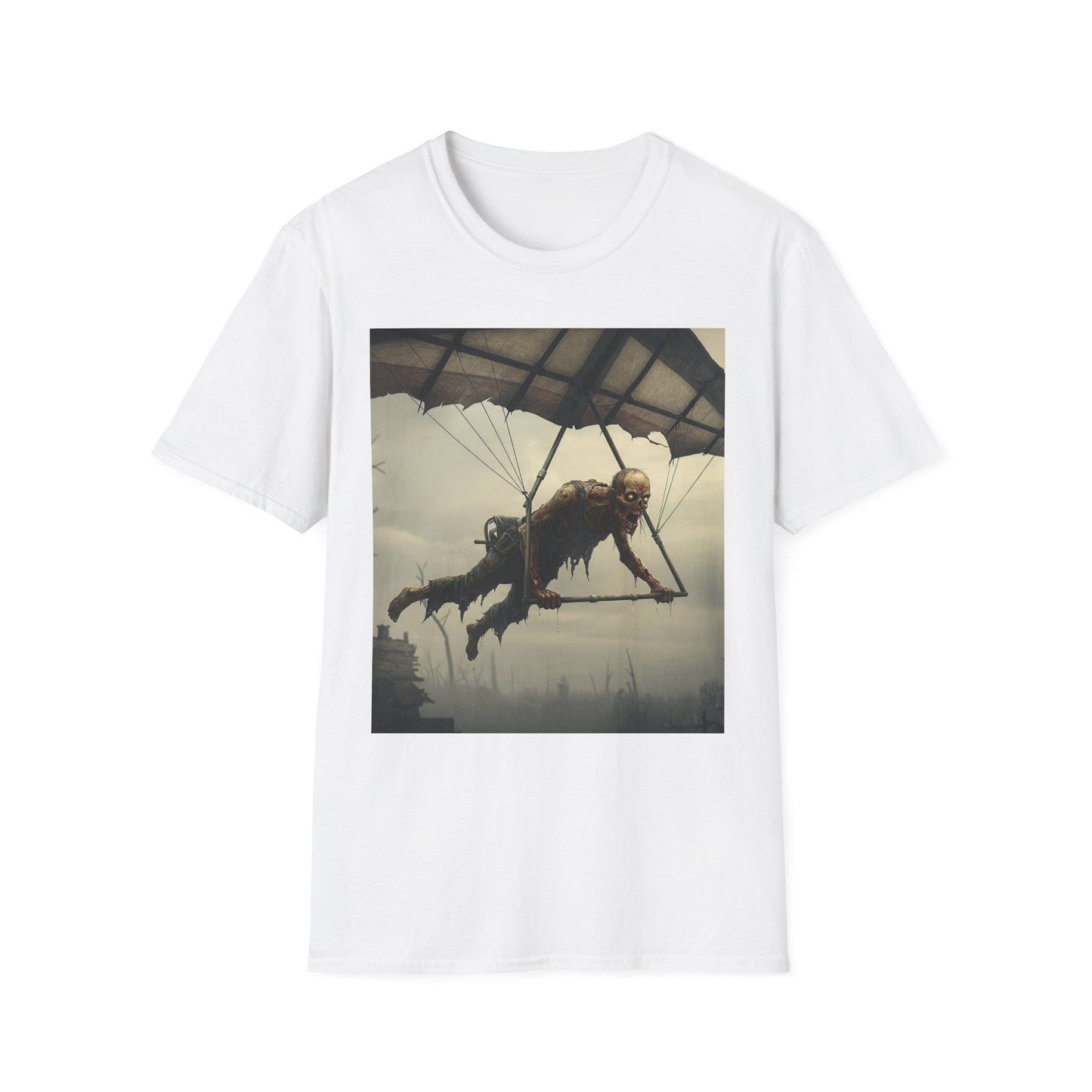 Zombie Parachute Unisex Softstyle T-Shirt - Perfect for Halloween and Horror Fans