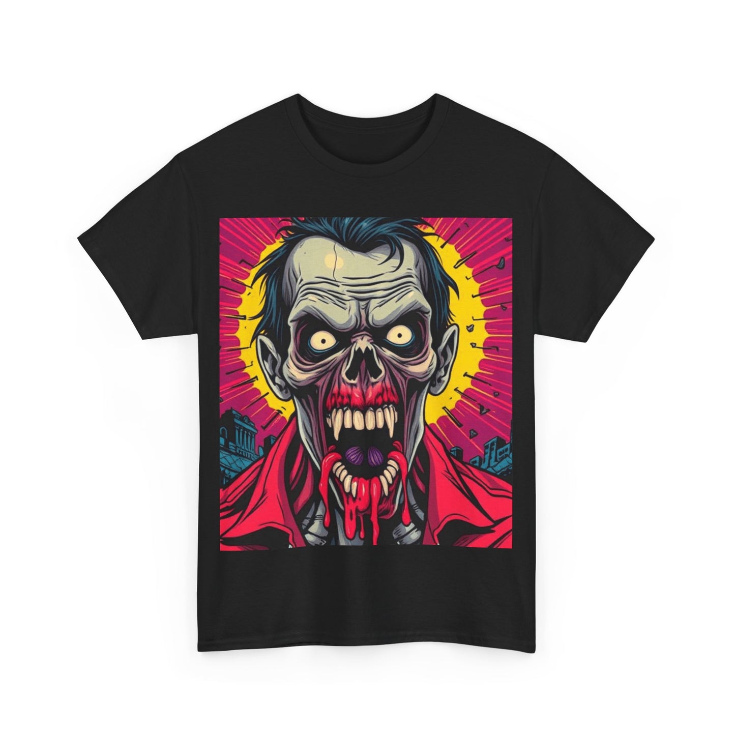 UK - Unisex Heavy Cotton Tee - Retro Zombie Design