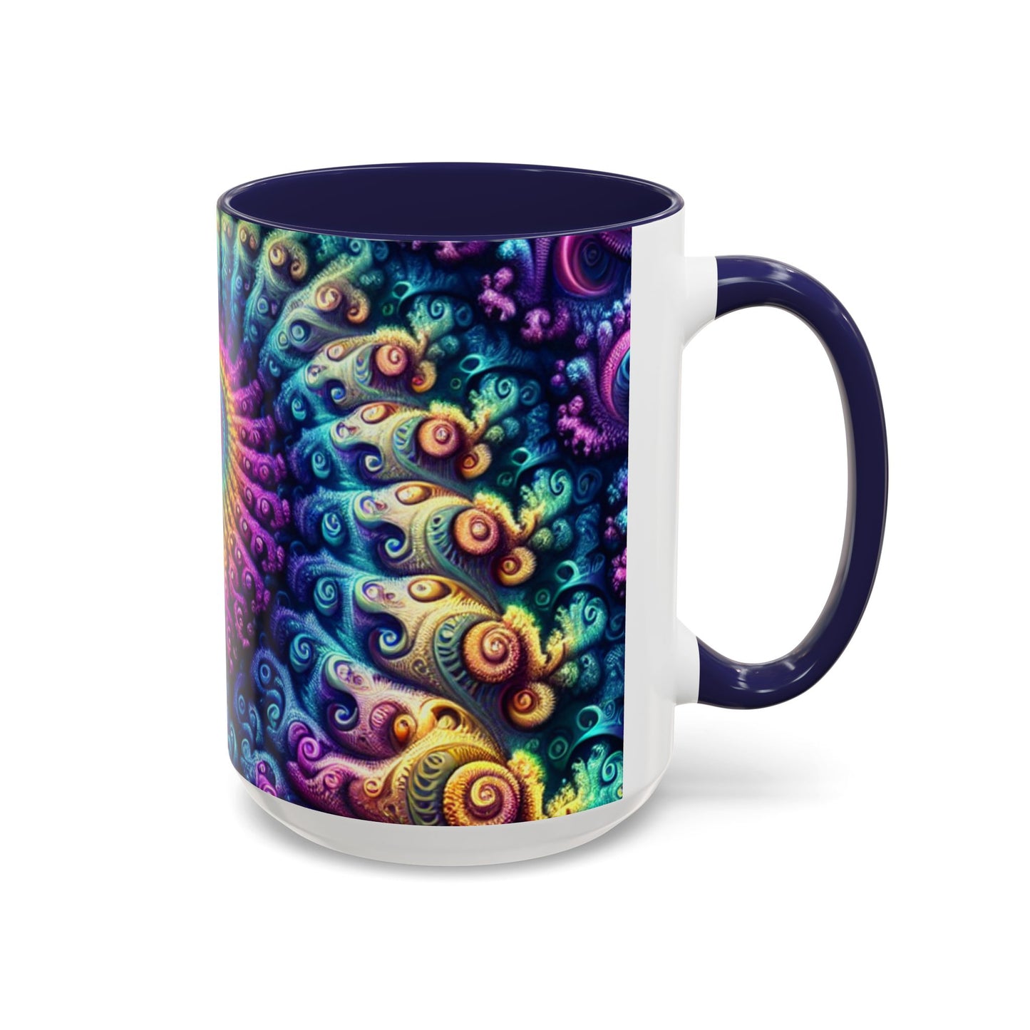 Colorful Spiral Accent Coffee Mug - 11 & 15oz - Ideal for Home & Gifts