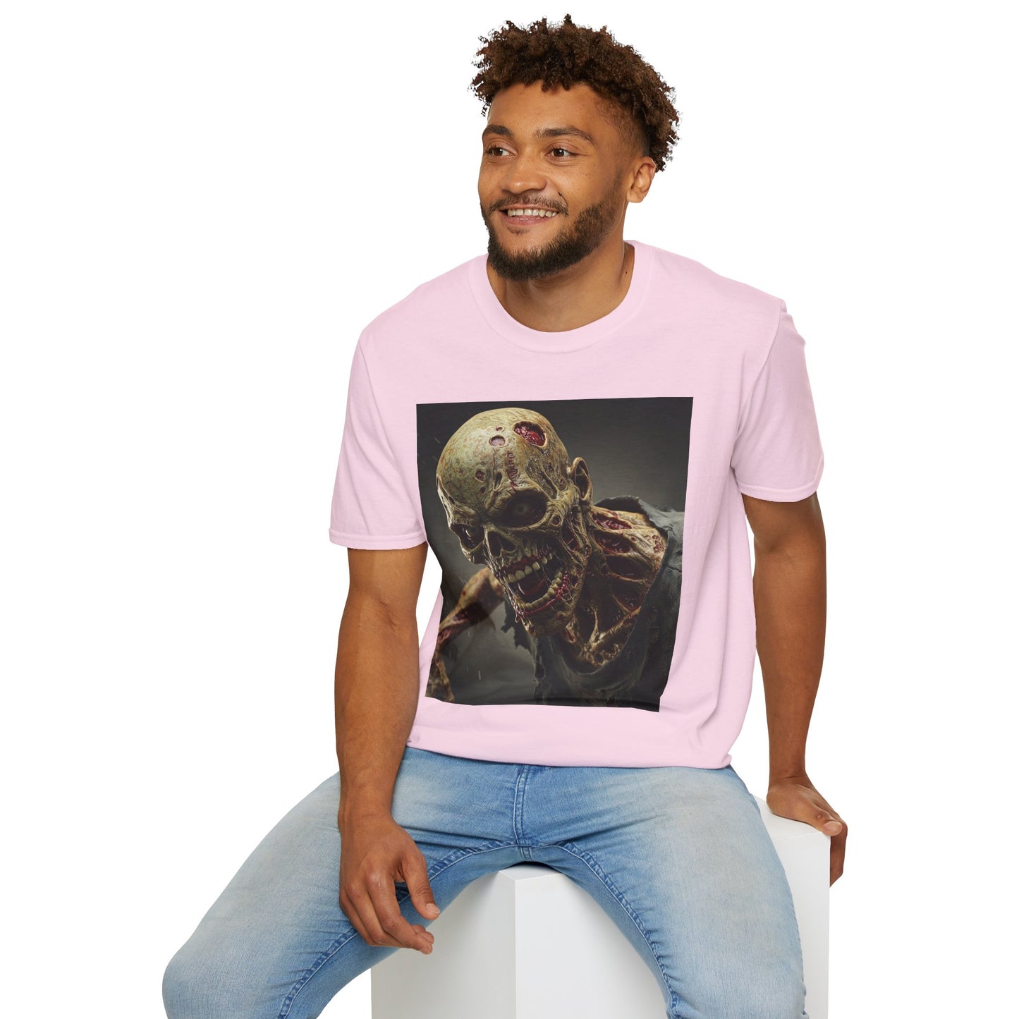 Zombie Skull Unisex Softstyle T-Shirt - Spooky Halloween Tee
