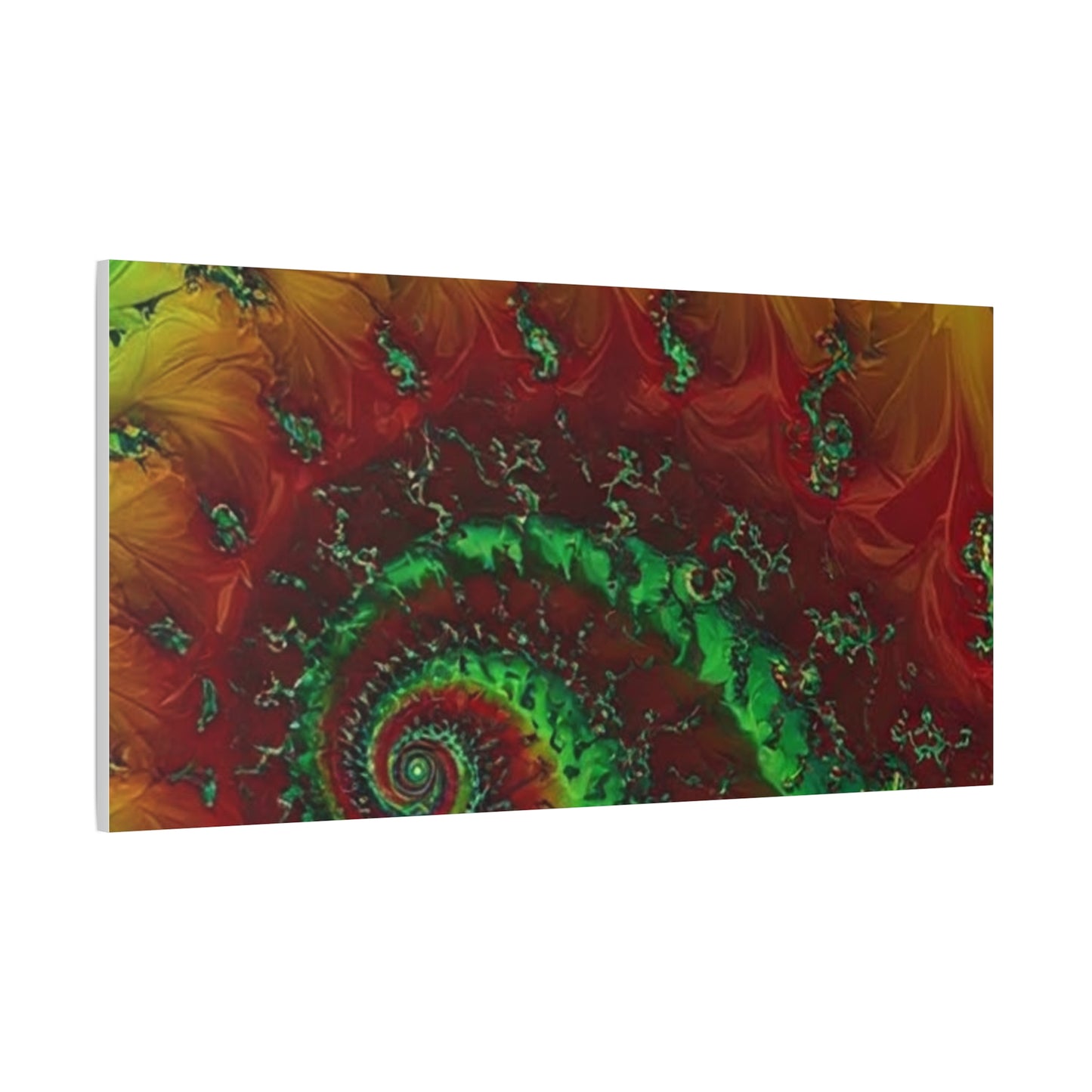 Vibrant Fractal Art Canvas - Green and Red Abstract Wall Decor
