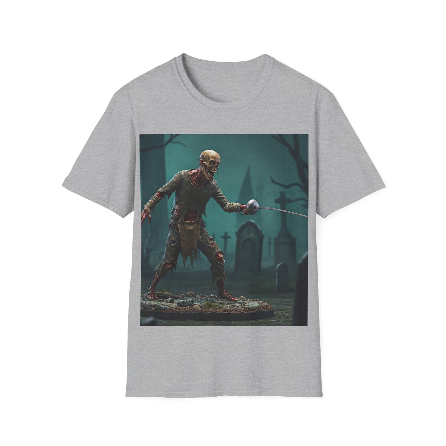 UK - Zombie Swordsman Unisex Softstyle T-Shirt - Perfect for Halloween & Horror Fans