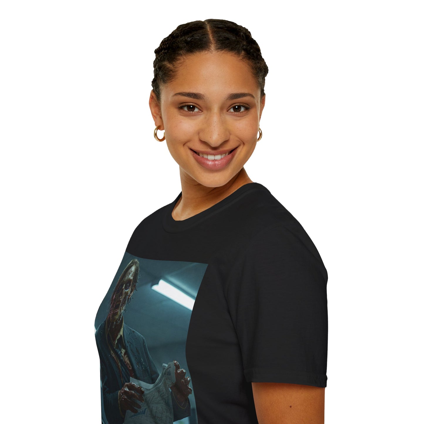 Zombie Horror Unisex Softstyle T-Shirt - Spooky Graphic Tee for Halloween and Horror Lovers