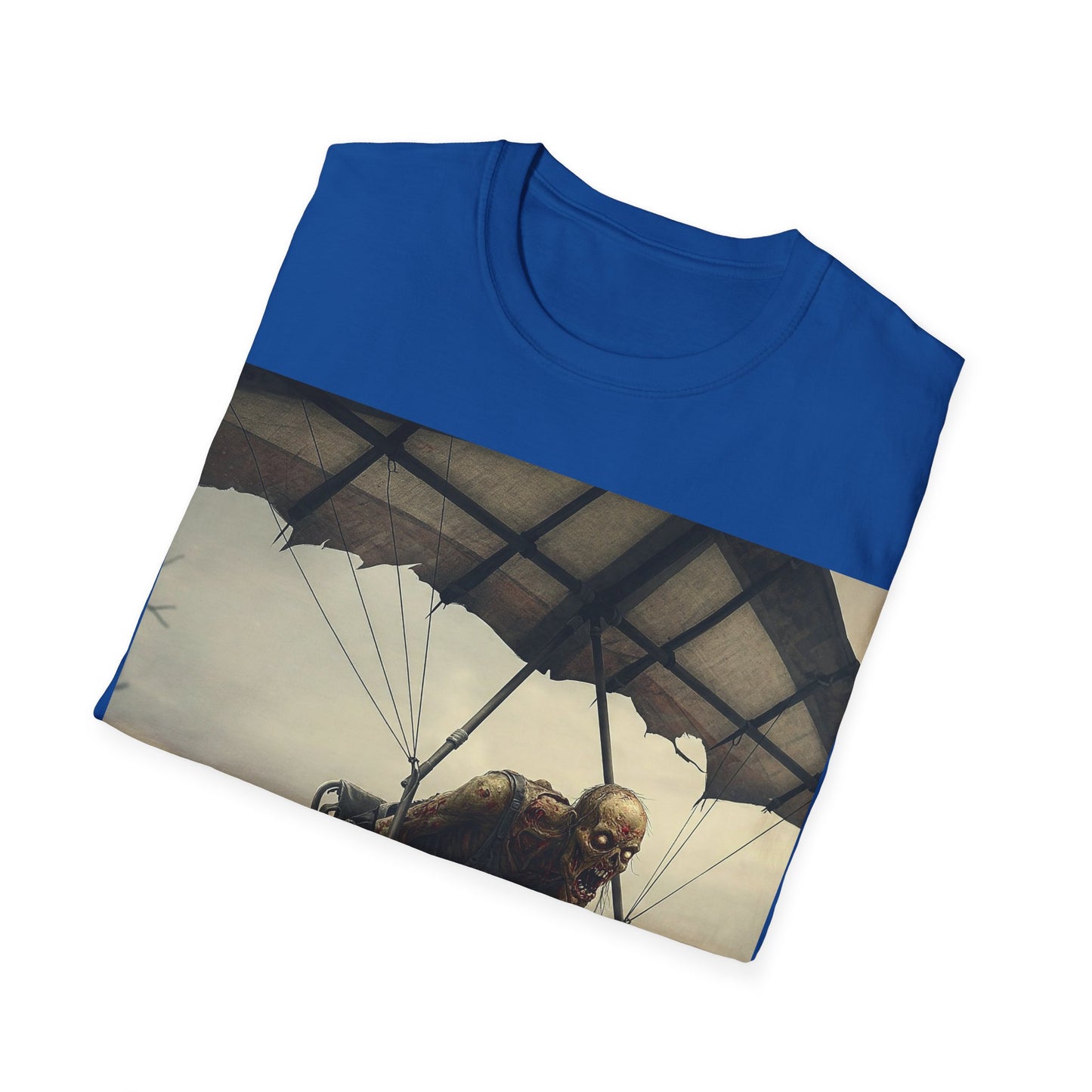 UK - Zombie Parachute Unisex Softstyle T-Shirt - Perfect for Halloween and Horror Fans