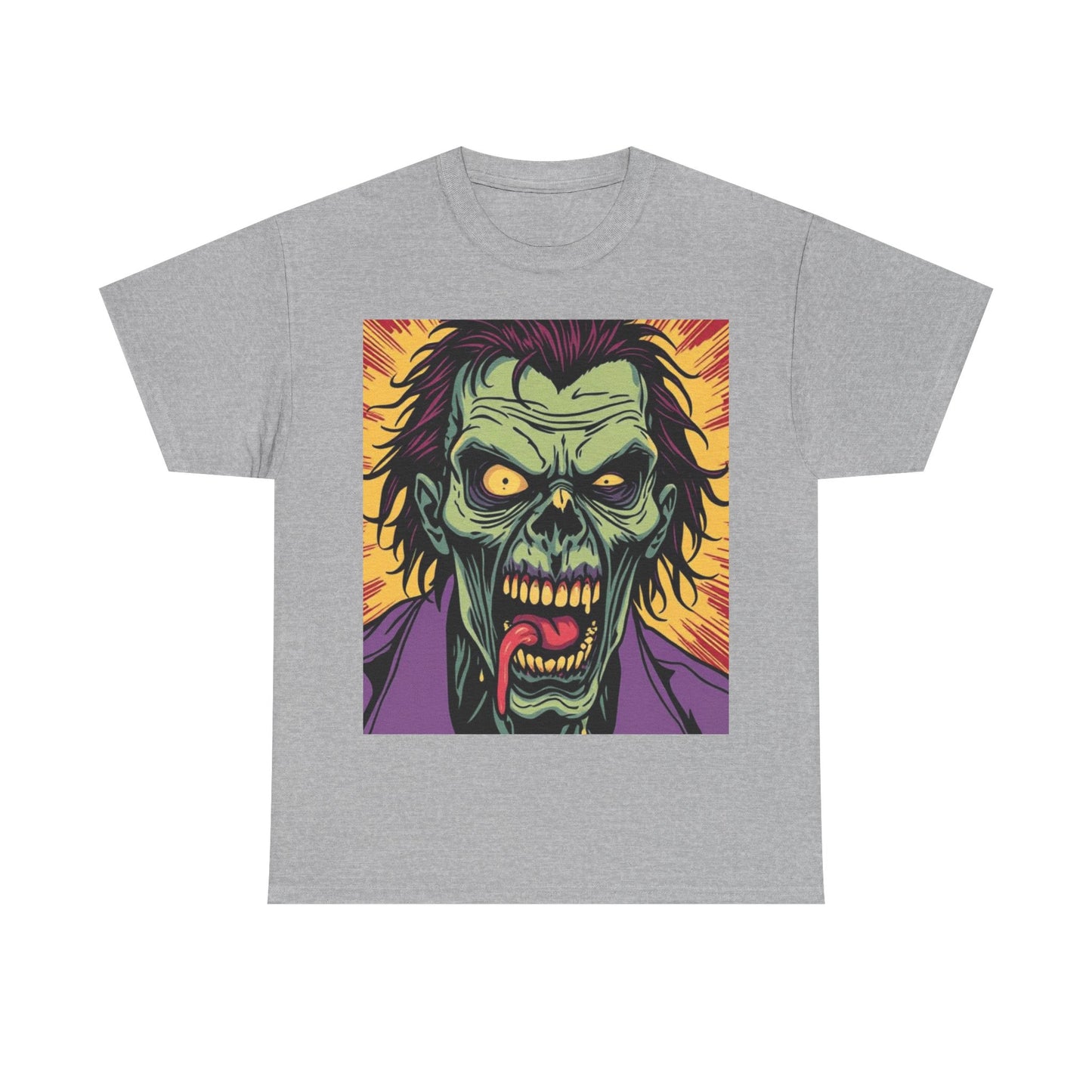 UK - Horror-Themed Unisex Heavy Cotton Tee - Zombie Graphic T-Shirt for Halloween & Casual Wear