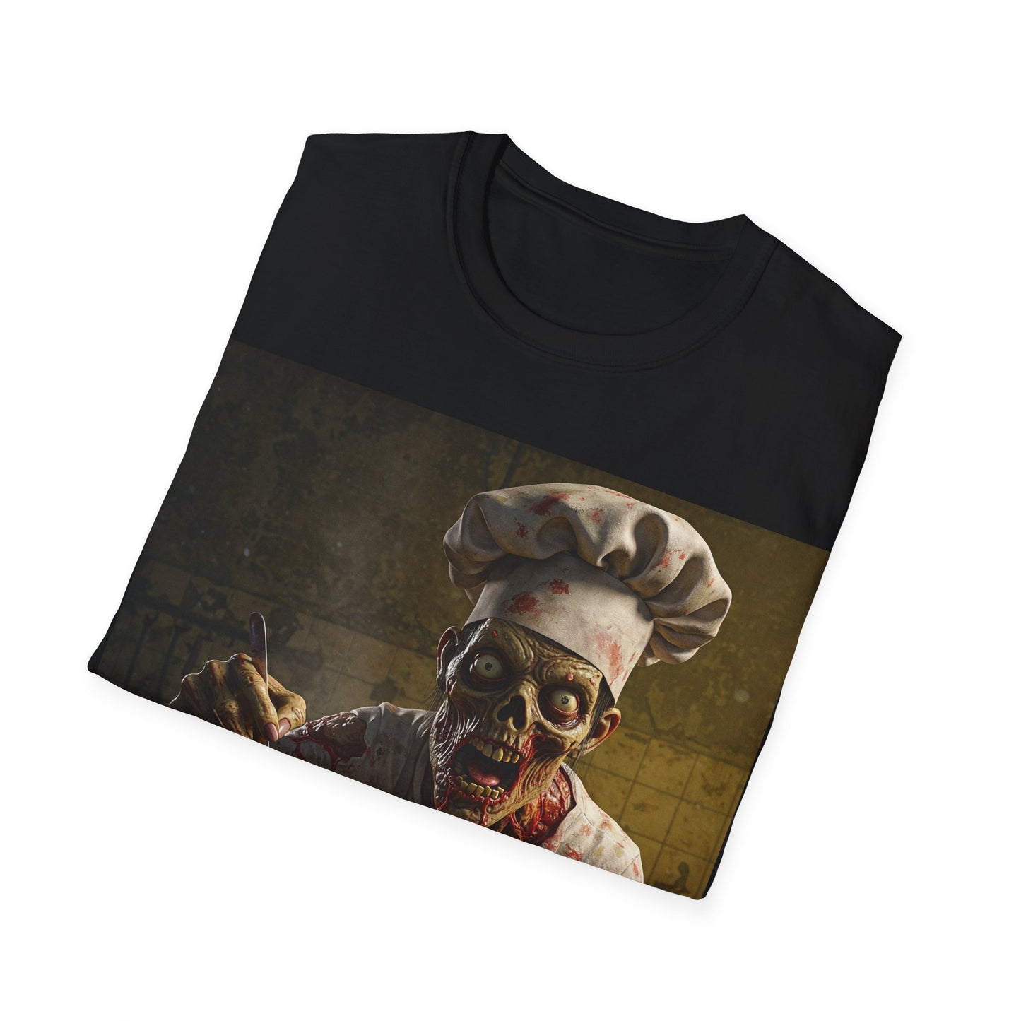 UK - Zombie Chef Apocalyptic Portrait Tee, bold, decaying zombie graphic