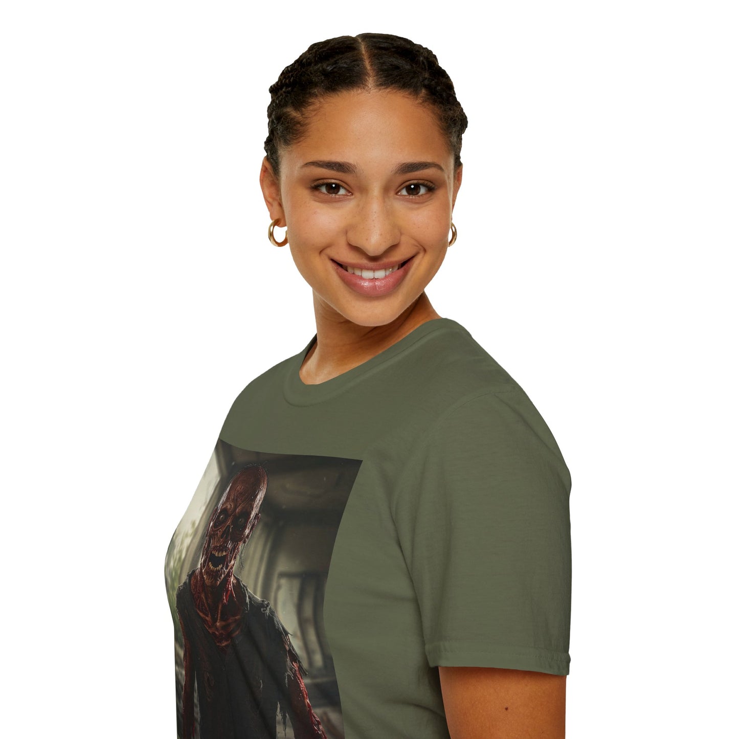 Apocalyptic Portrait Tee, bold, decaying zombie graphic