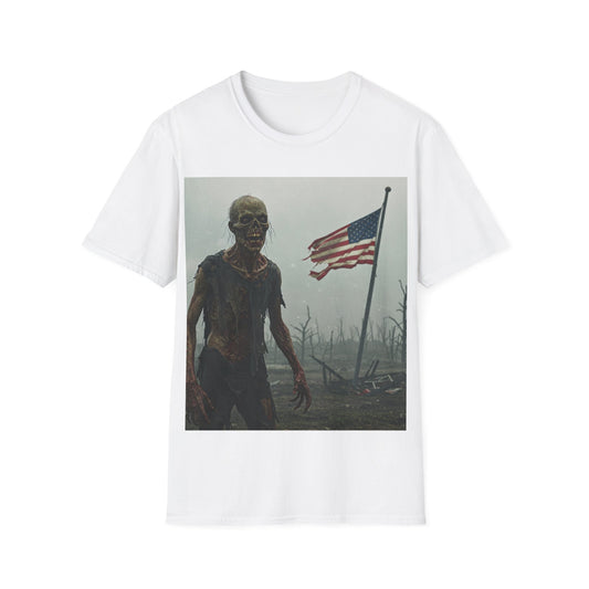UK - Patriot Zombie Apocalypse Apocalyptic Portrait Tee, bold, decaying zombie graphic